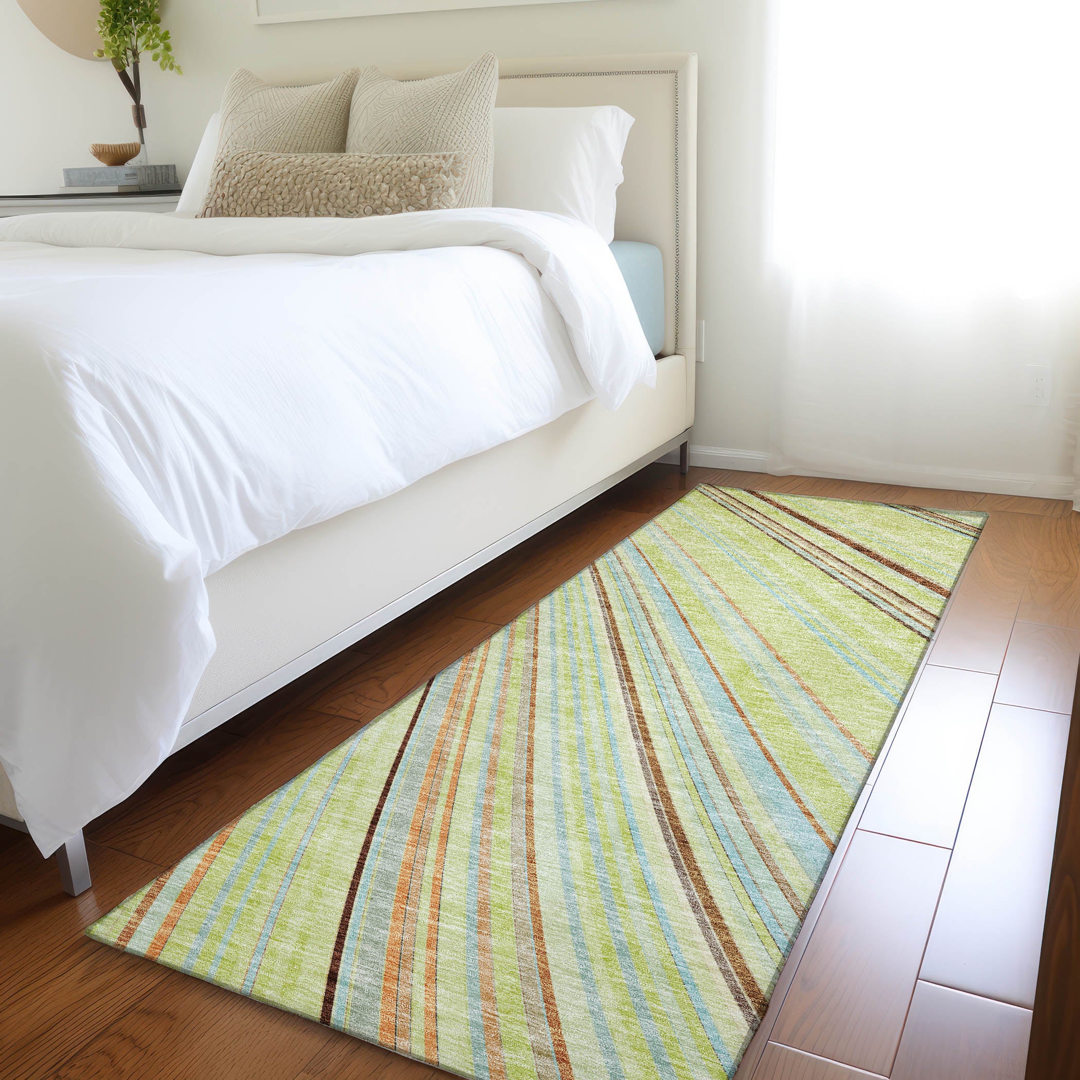 Chiang Mai Machine Washable Transitional Aloe Green Rug 2'3" x 7'6" #shape_Runner