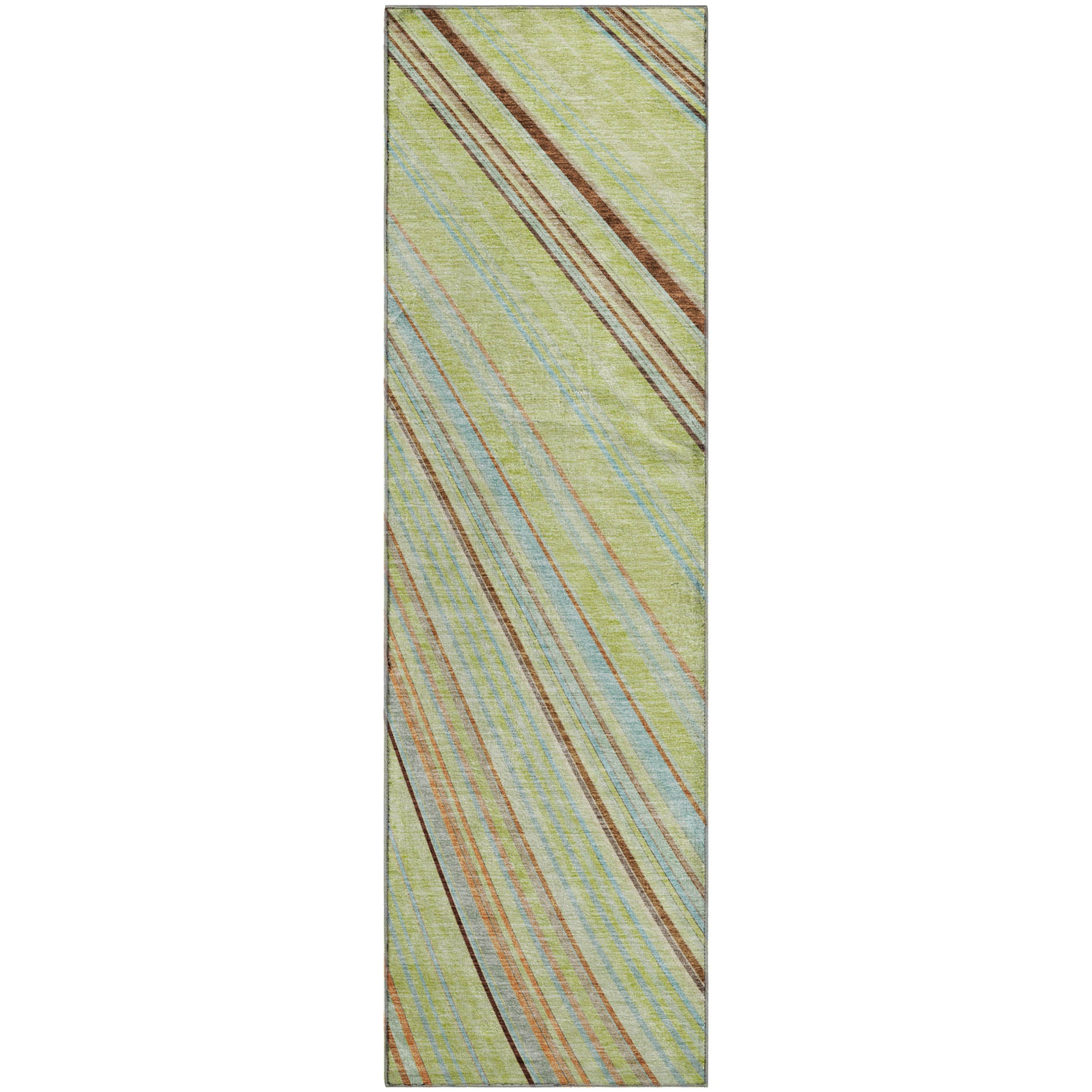 Chiang Mai Machine Washable Transitional Aloe Green Rug 2'3" x 7'6" #shape_Runner