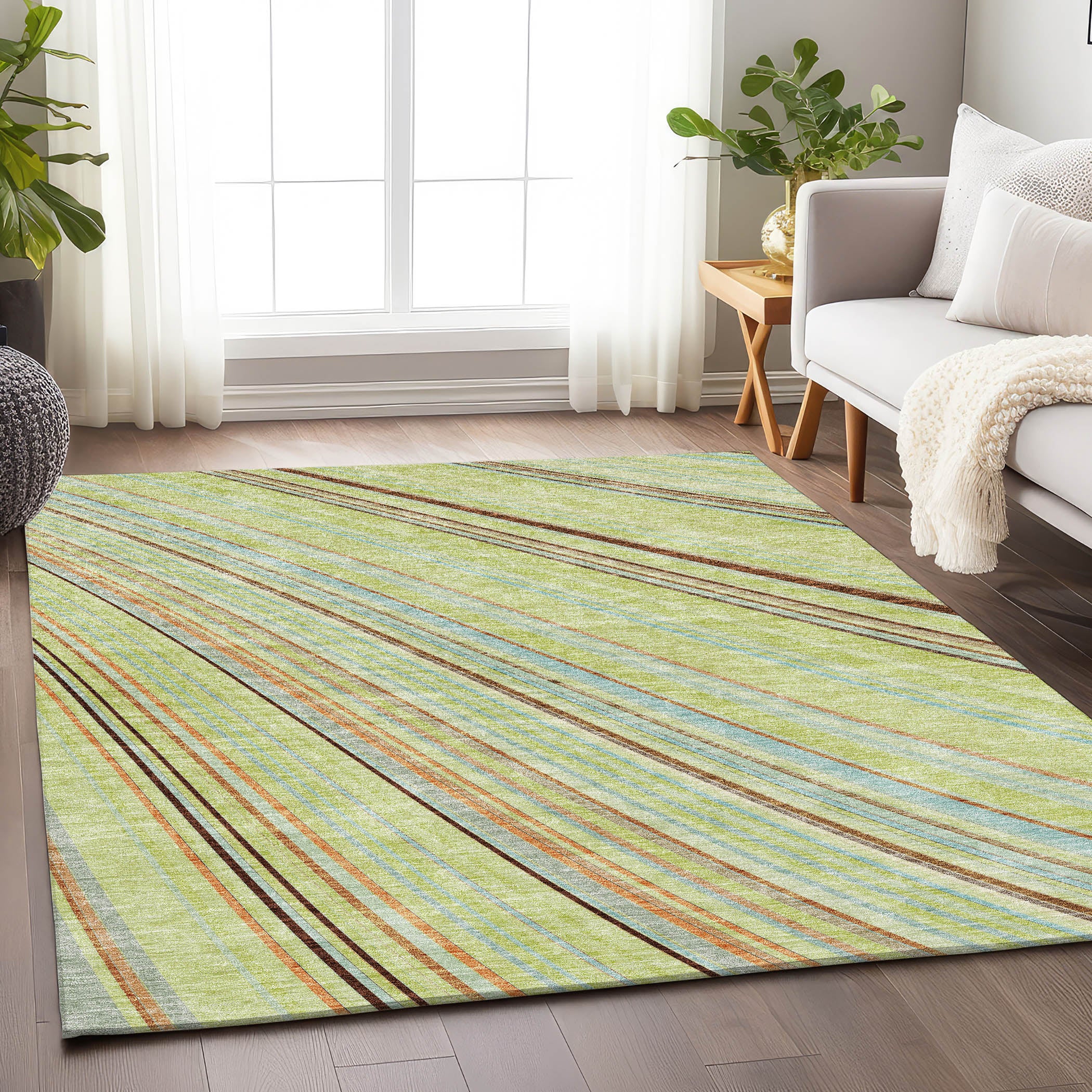 Chiang Mai Machine Washable Transitional Aloe Green Rug 2'6" x 3'10" #shape_Rectangle