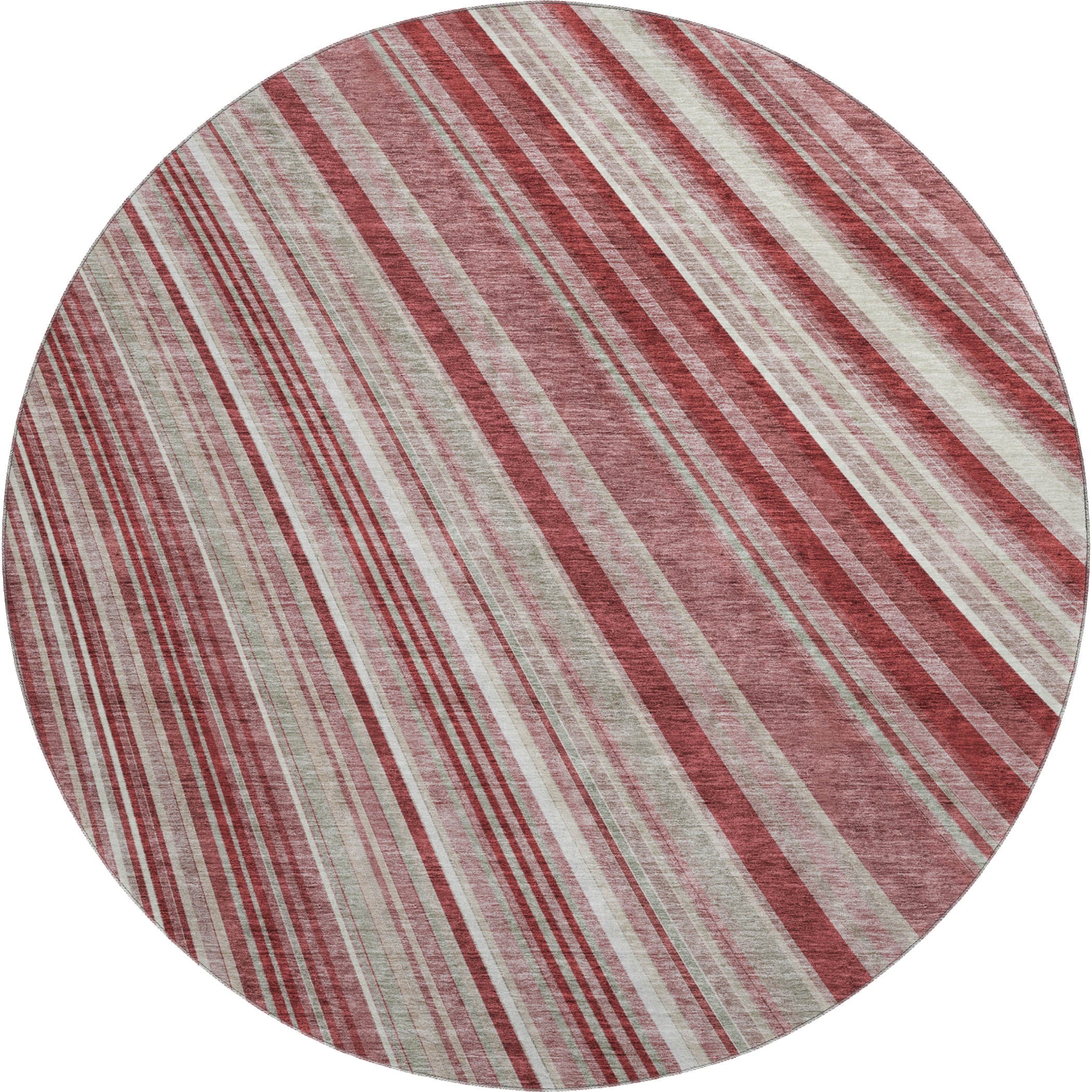Chiang Mai Machine Washable Transitional Garnet Red Rug 8' x 8' #shape_Round