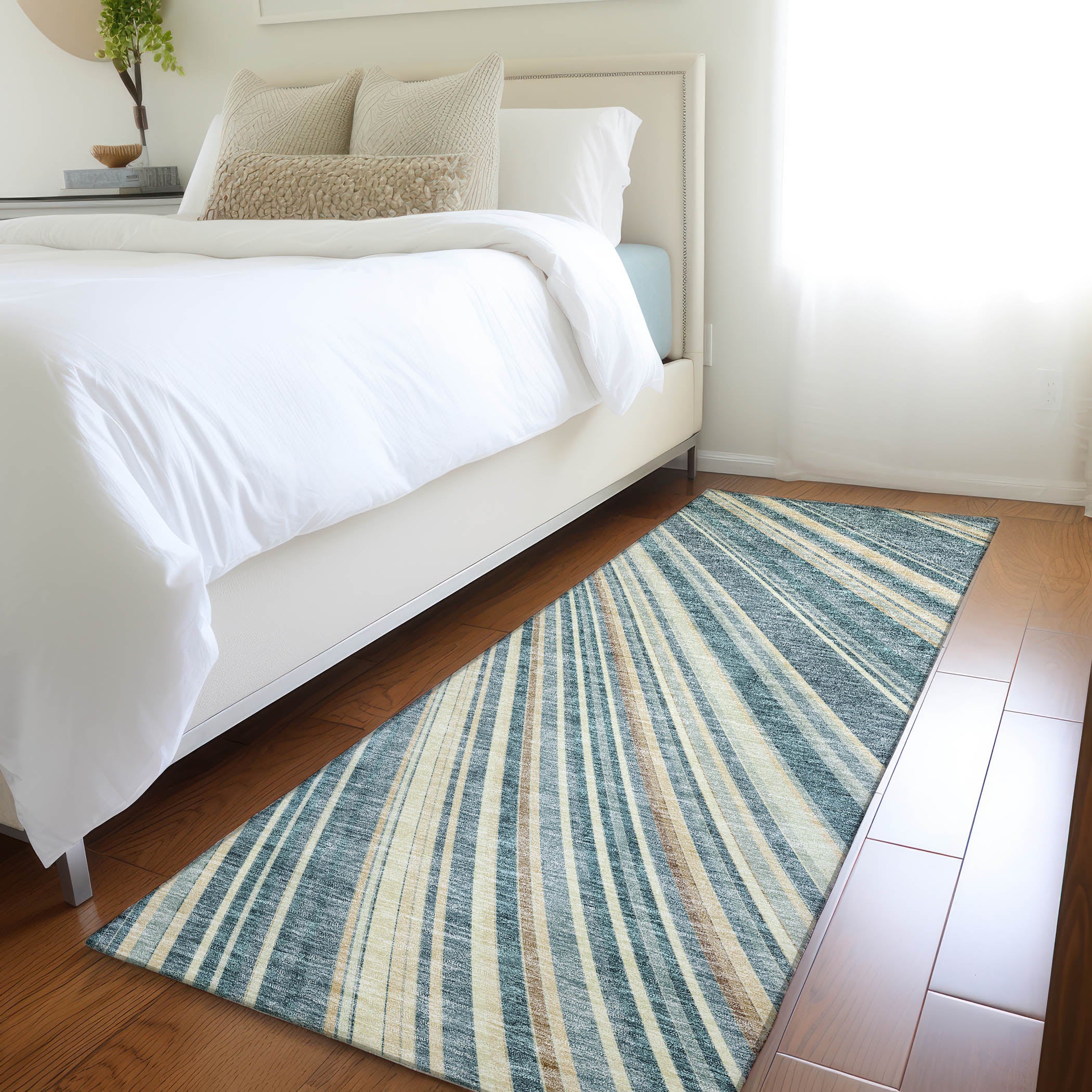 Chiang Mai Machine Washable Transitional Sky Blue Rug 2'3" x 7'6" #shape_Runner