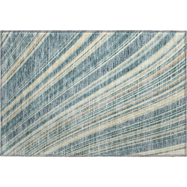 Chiang Mai Machine Washable Transitional Sky Blue Rug 1'8" x 2'6"