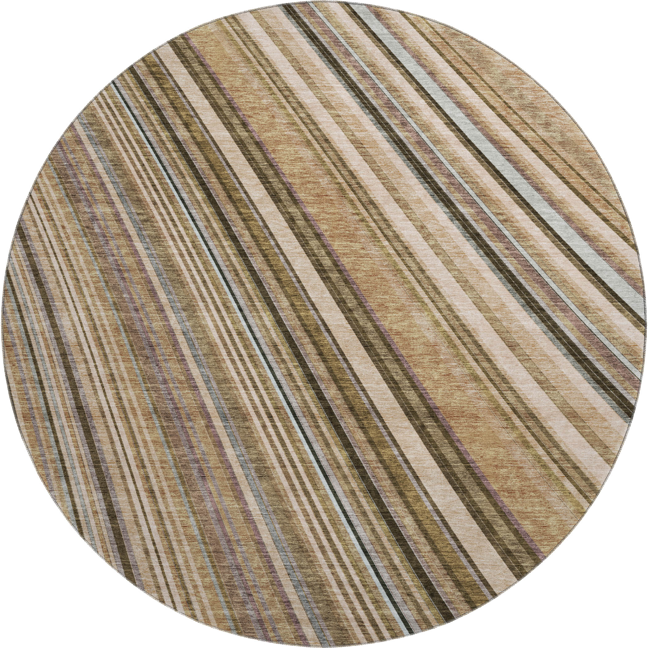 Chiang Mai Machine Washable Transitional Taupe Brown Rug 8' x 8' #shape_Round