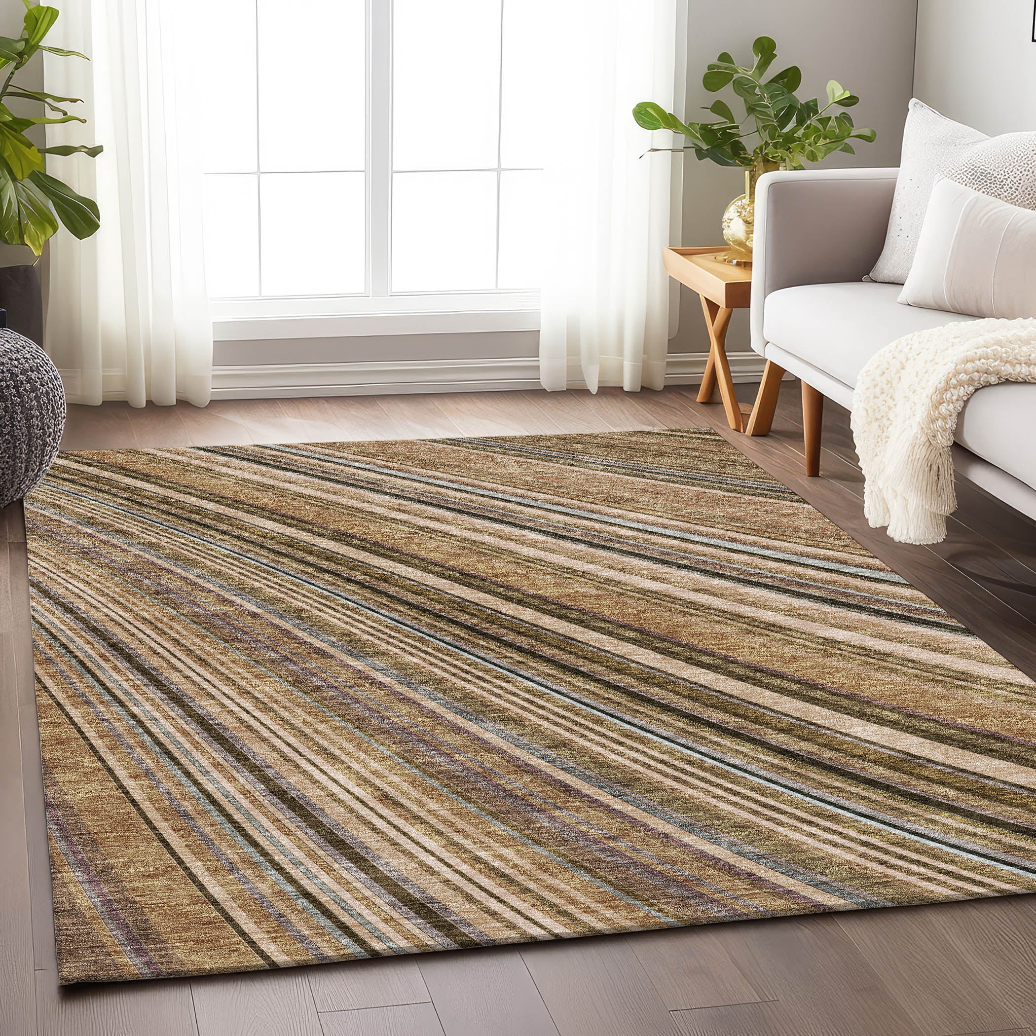 Chiang Mai Machine Washable Transitional Taupe Brown Rug 2'6" x 3'10" #shape_Rectangle