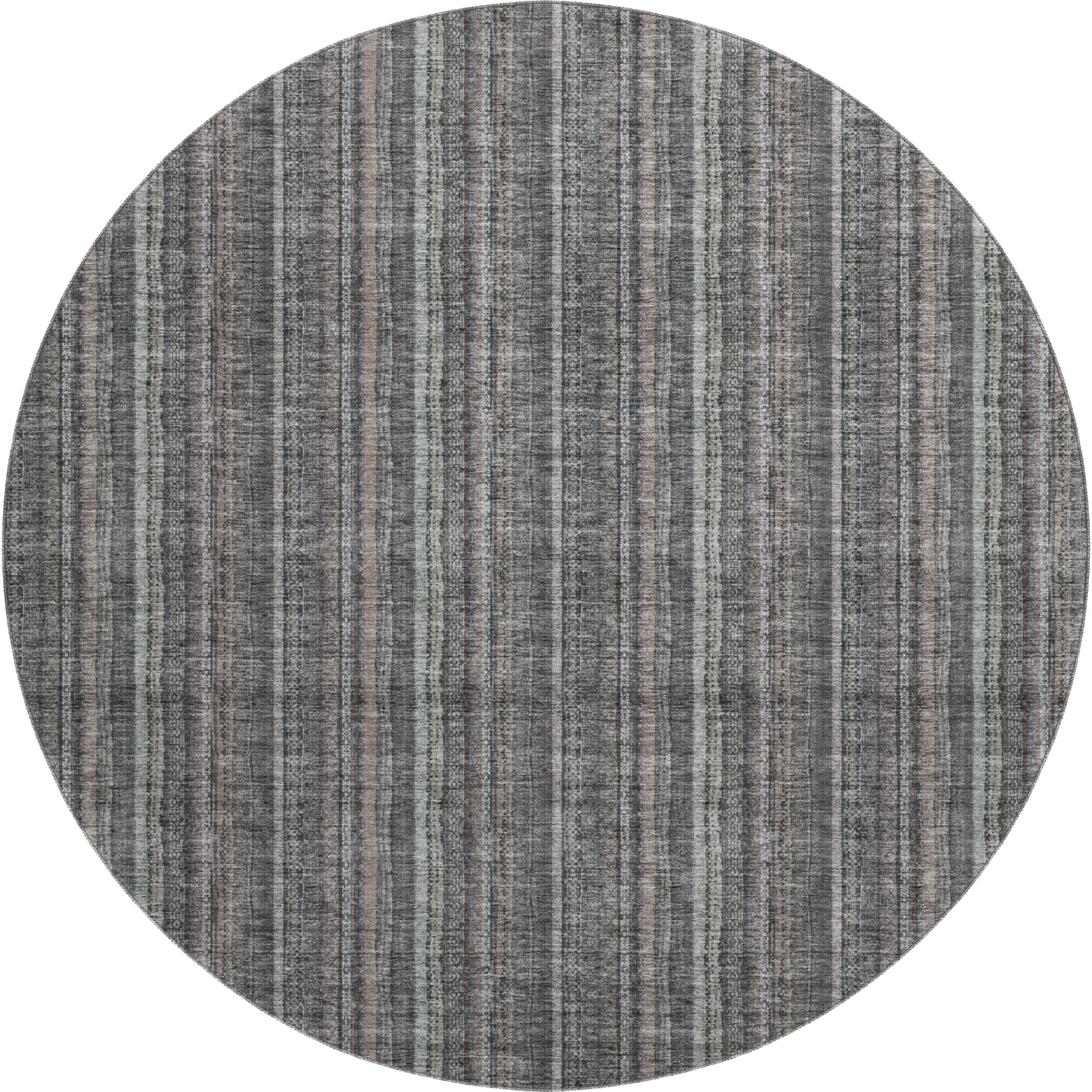 Ghent Machine Washable Transitional Gray Rug 8' x 8' #shape_Round