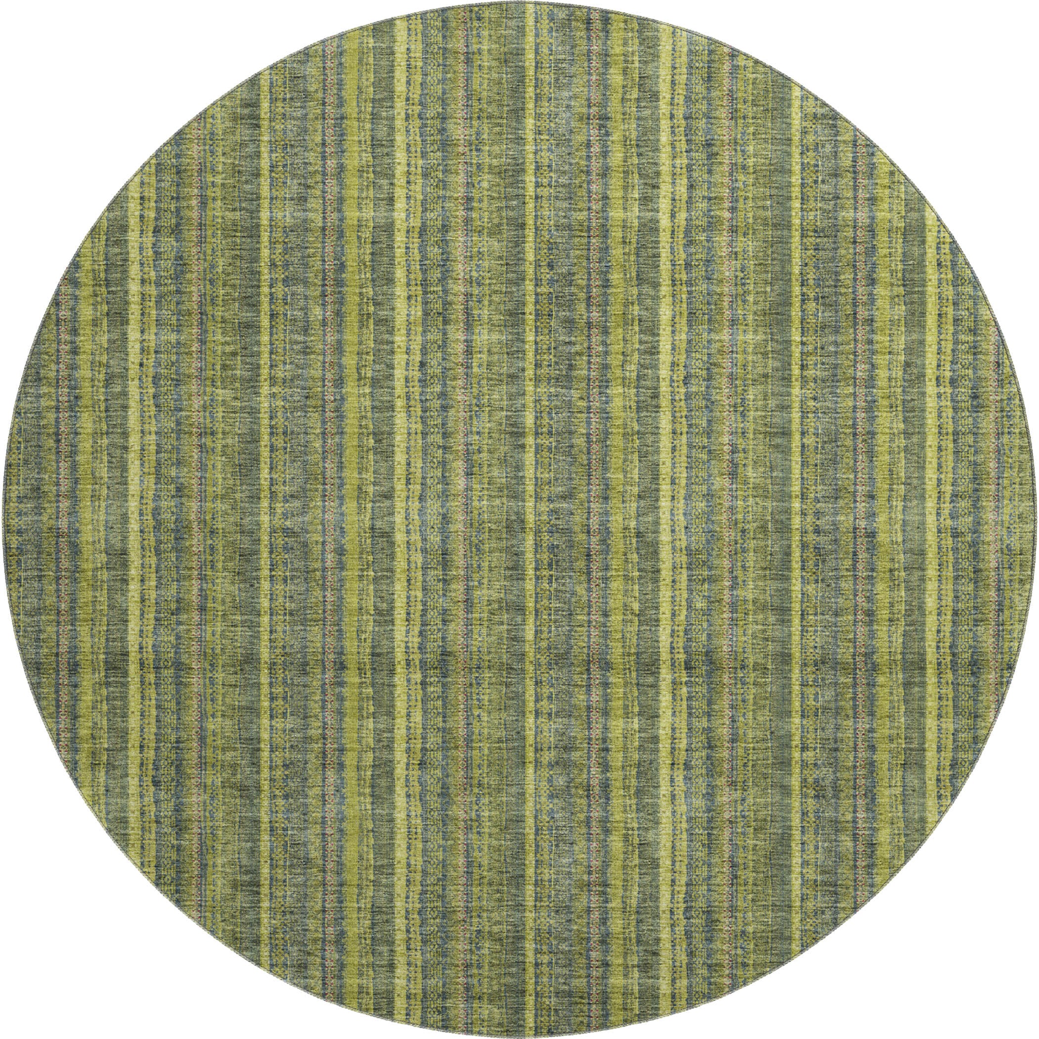 Ghent Machine Washable Transitional Olive Green Rug 8' x 8' #shape_Round