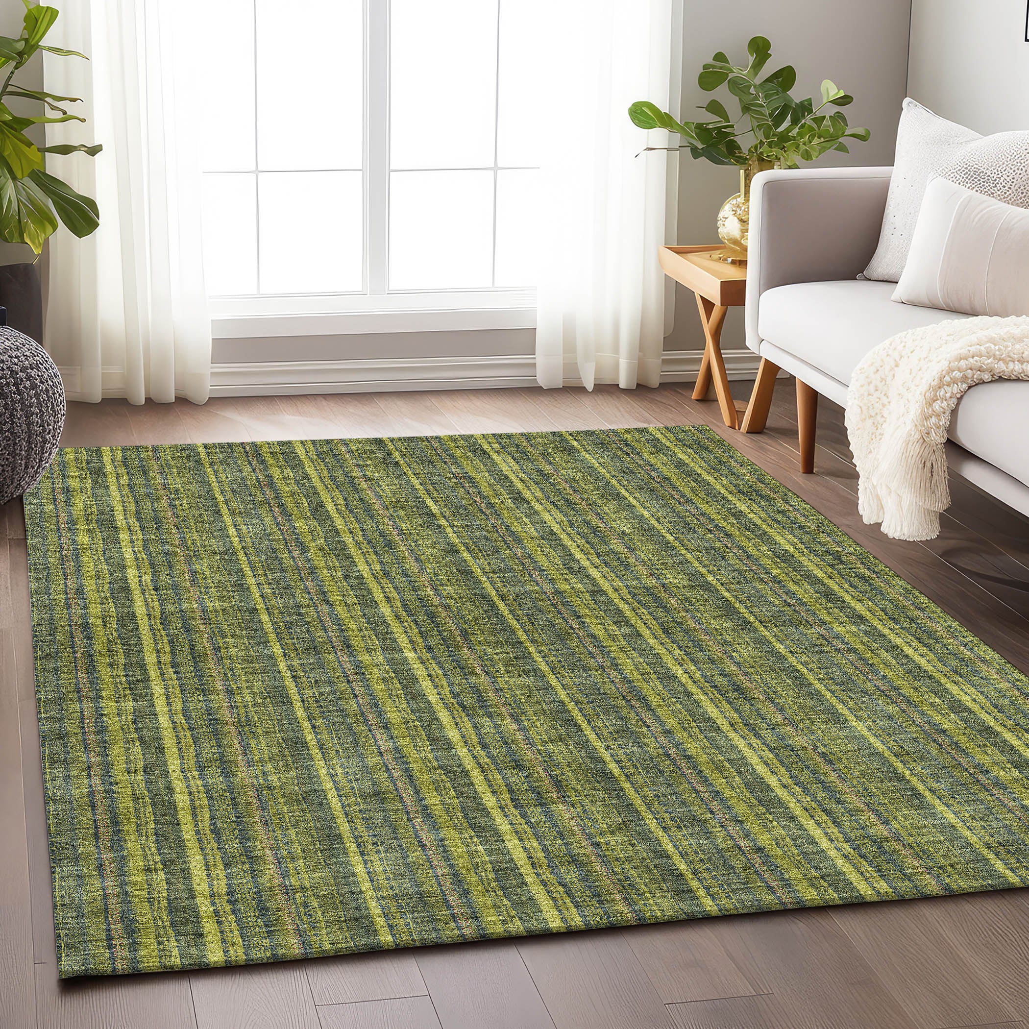 Ghent Machine Washable Transitional Olive Green Rug 2'6" x 3'10" #shape_Rectangle