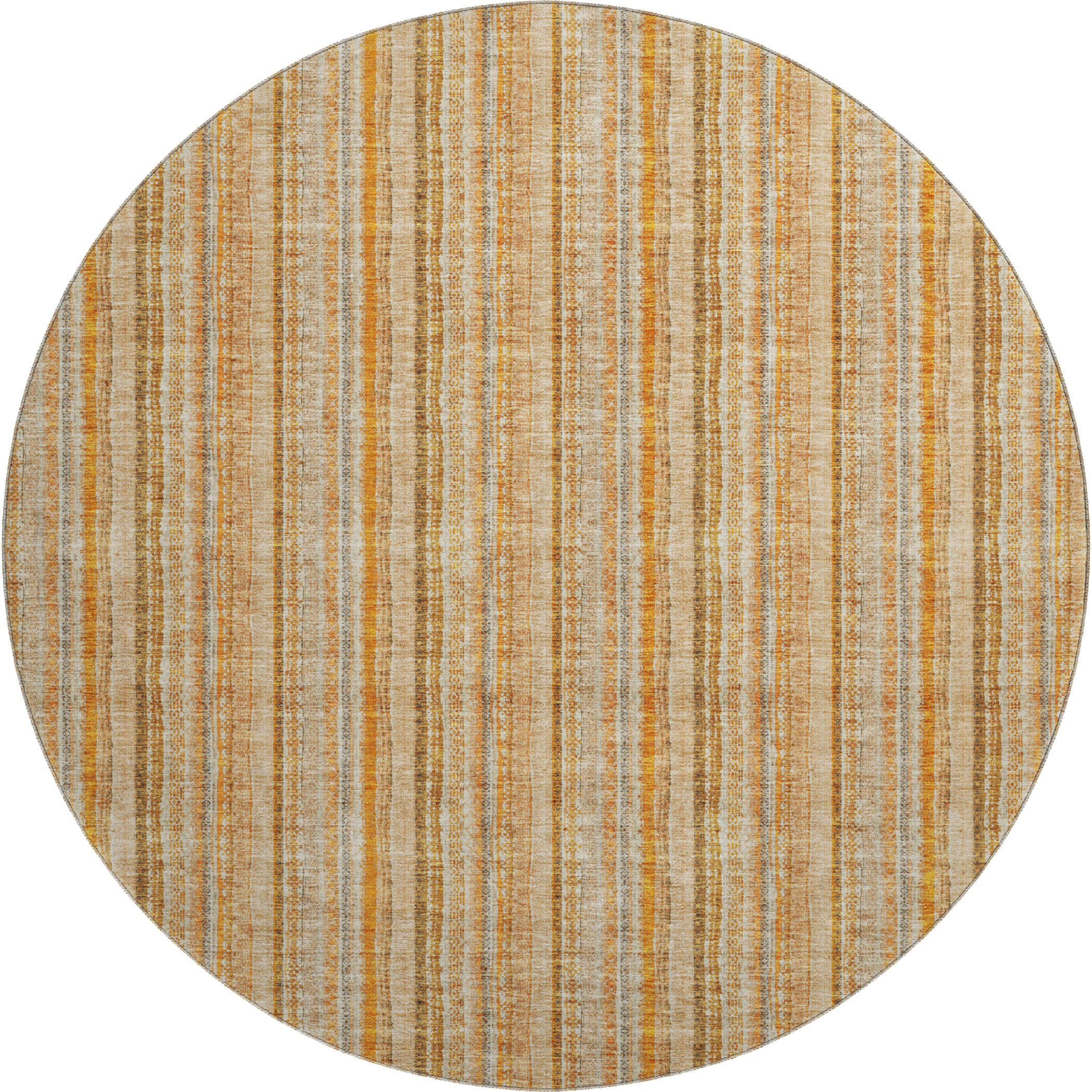 Ghent Machine Washable Transitional Peach Orange Rug 8' x 8' #shape_Round