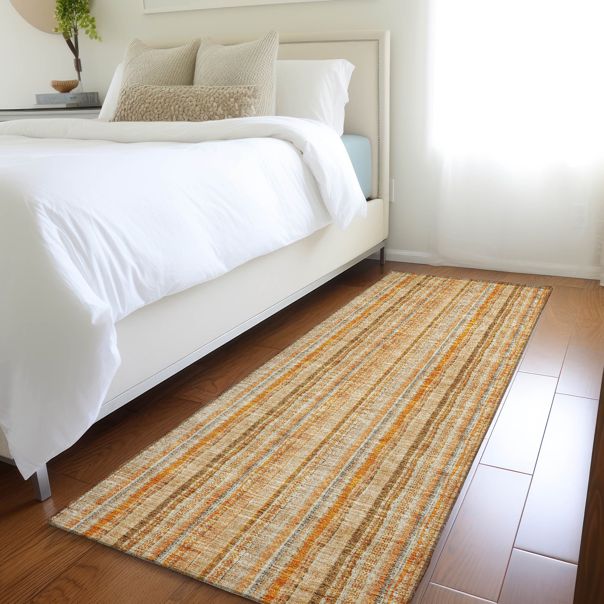 Ghent Machine Washable Transitional Peach Orange Rug 2'3" x 7'6" #shape_Runner