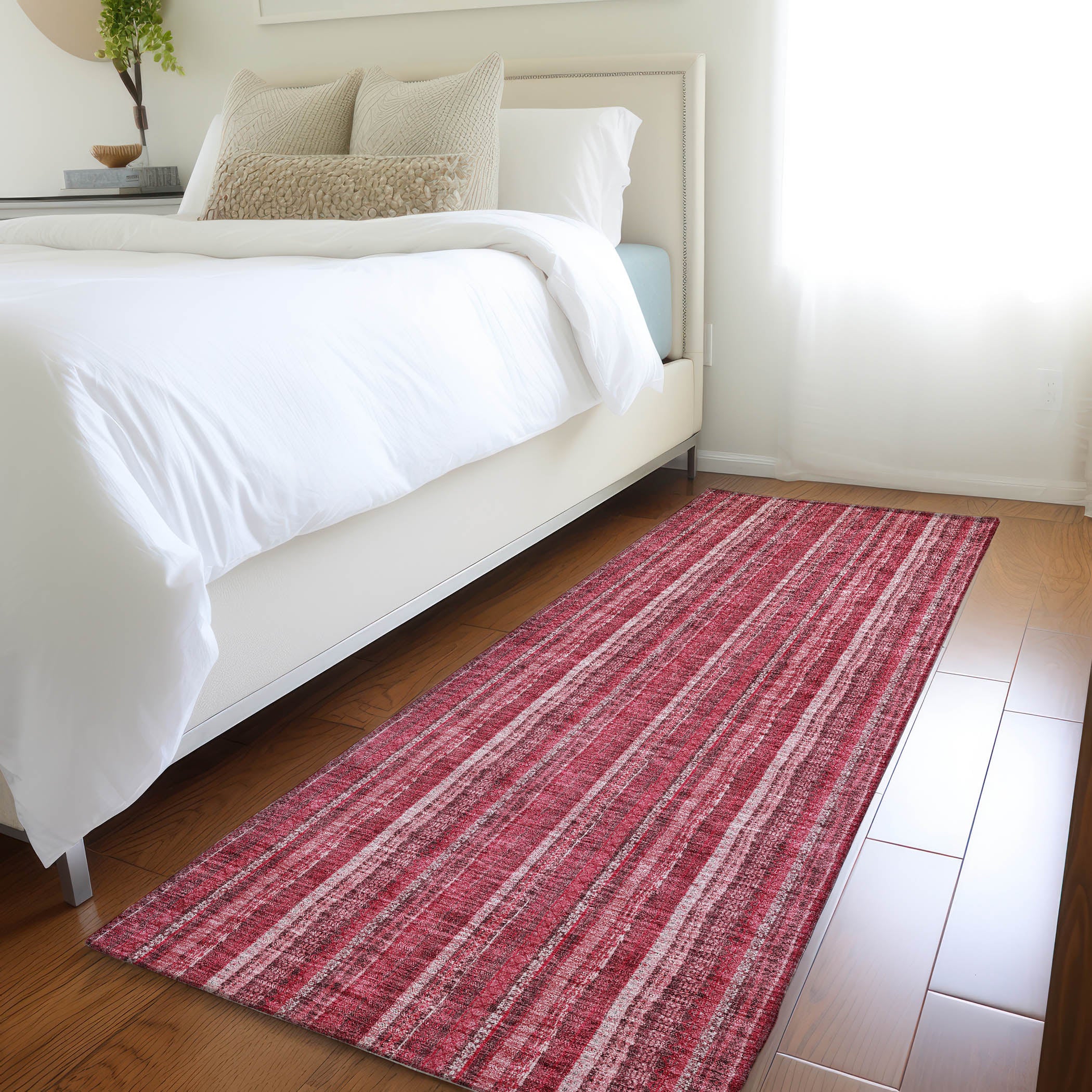 Ghent Machine Washable Transitional Pink Rug 2'3" x 7'6" #shape_Runner