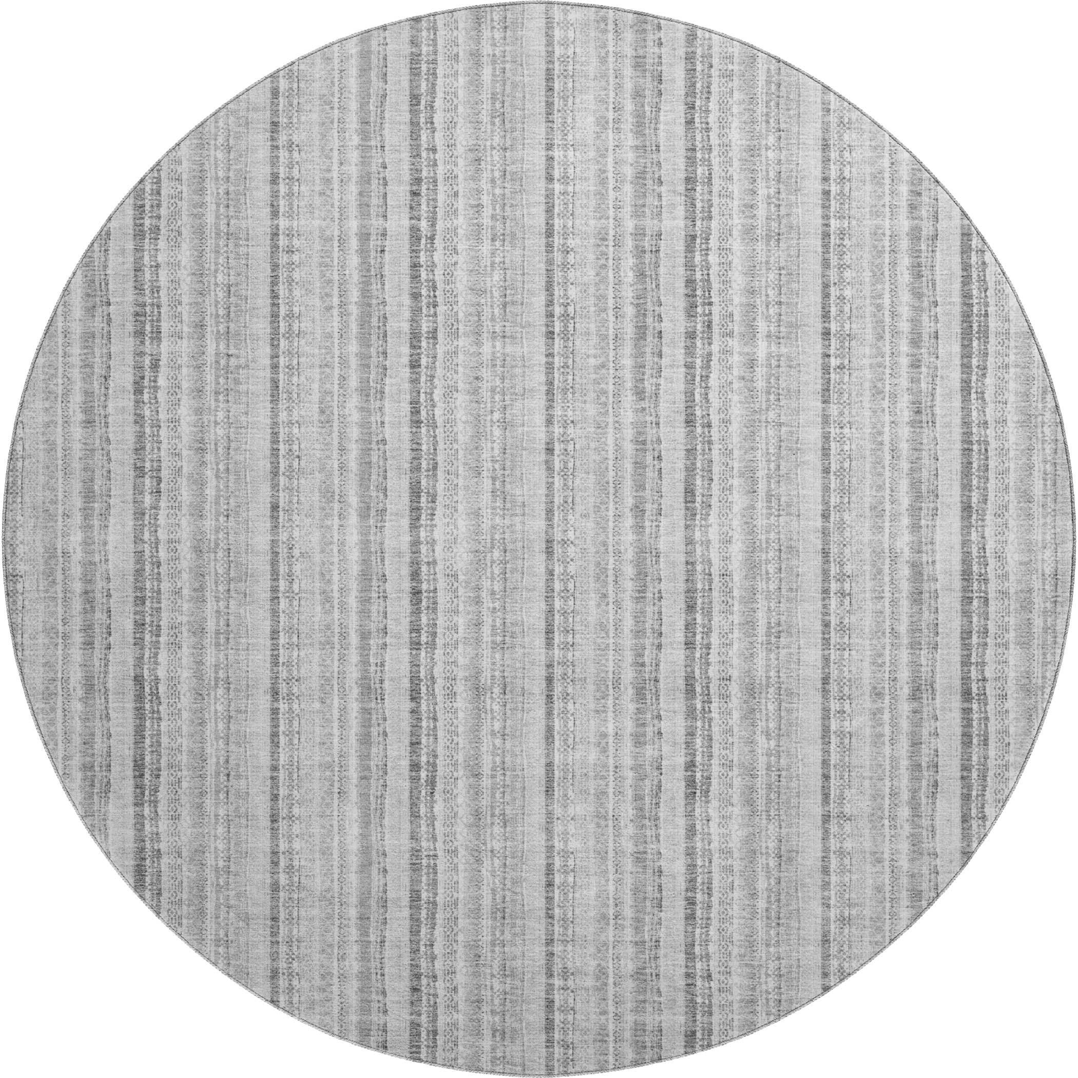 Ghent Machine Washable Transitional Silver Gray Rug 8' x 8' #shape_Round