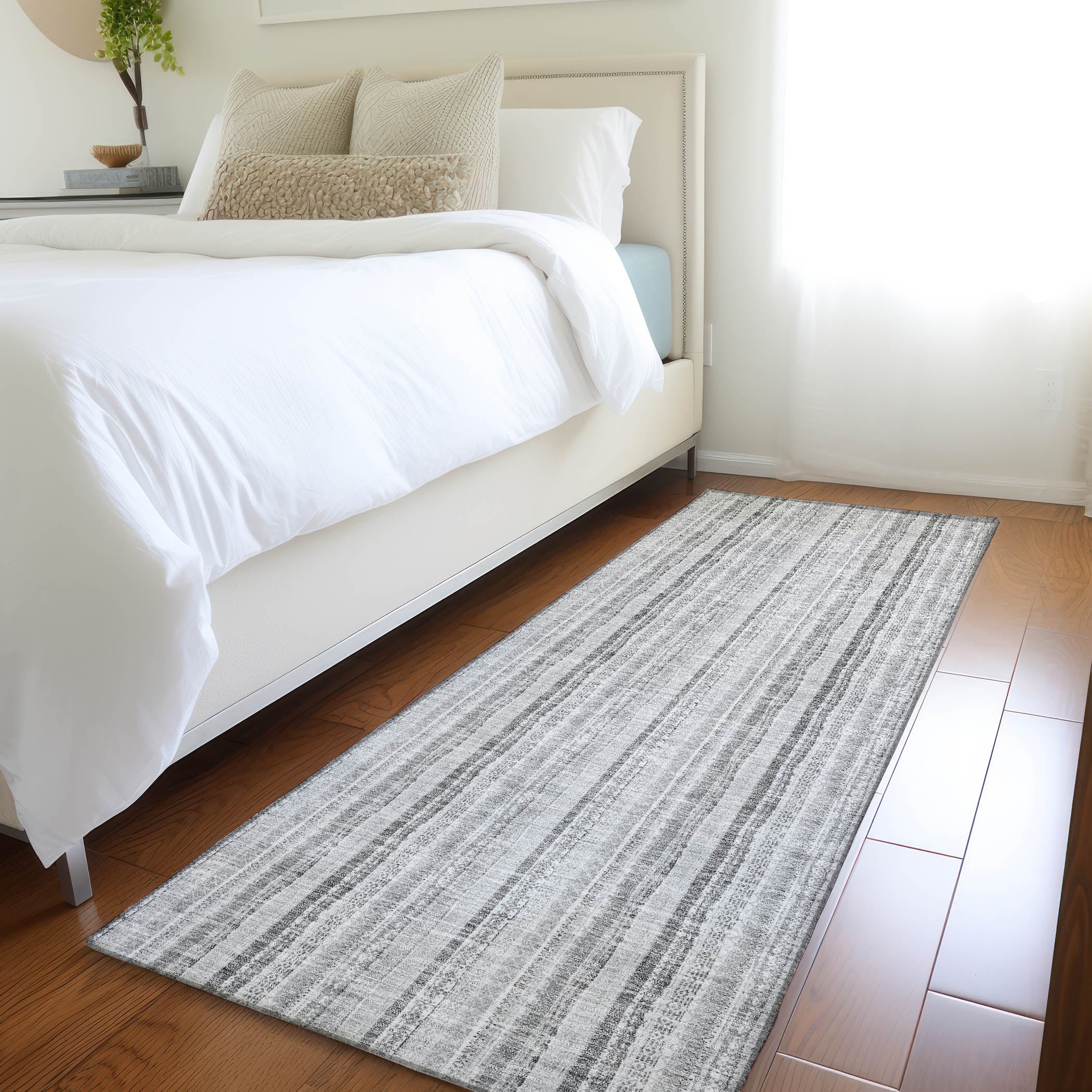 Ghent Machine Washable Transitional Silver Gray Rug 2'3" x 7'6" #shape_Runner