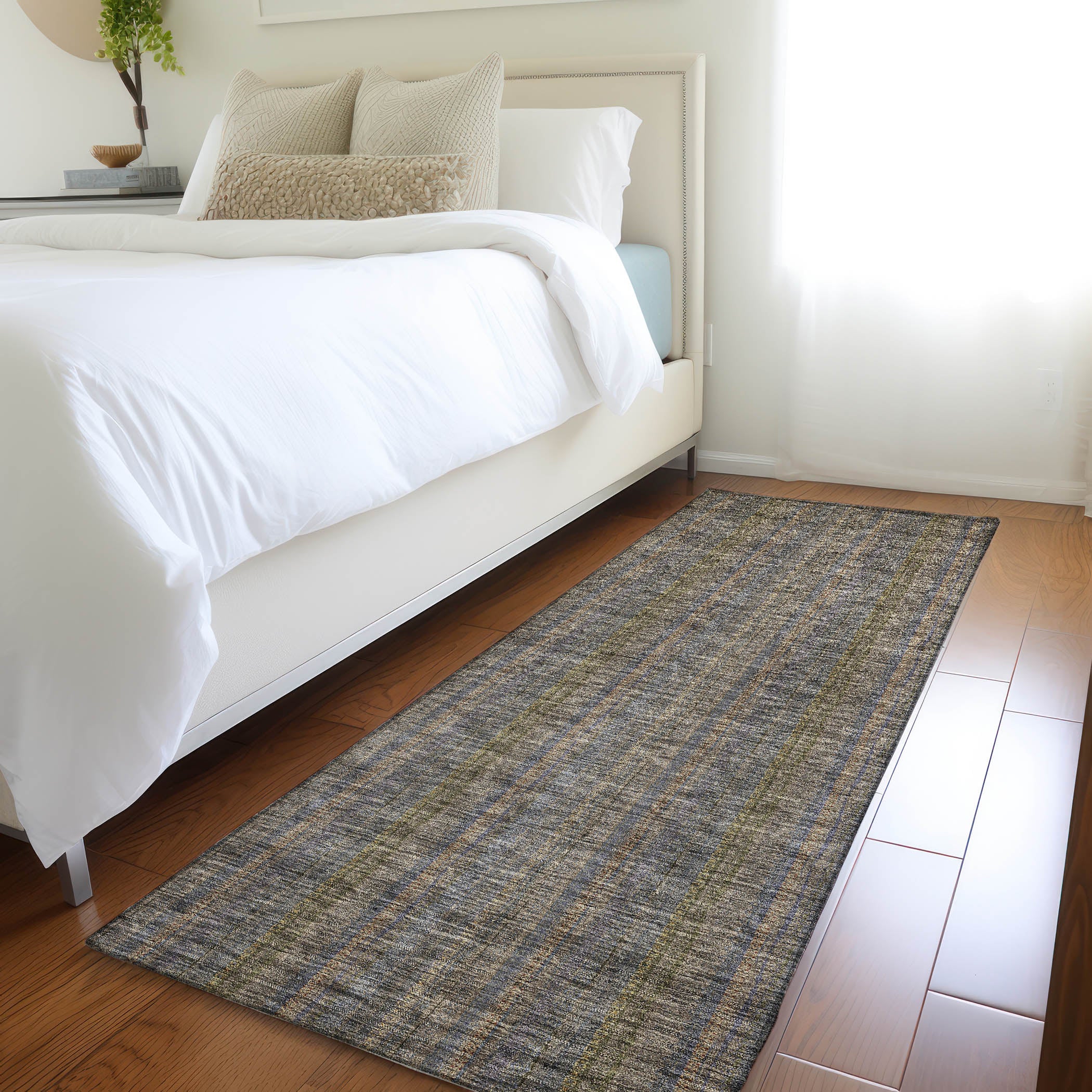 Ghent Machine Washable Transitional Taupe Brown Rug 2'3" x 7'6" #shape_Runner