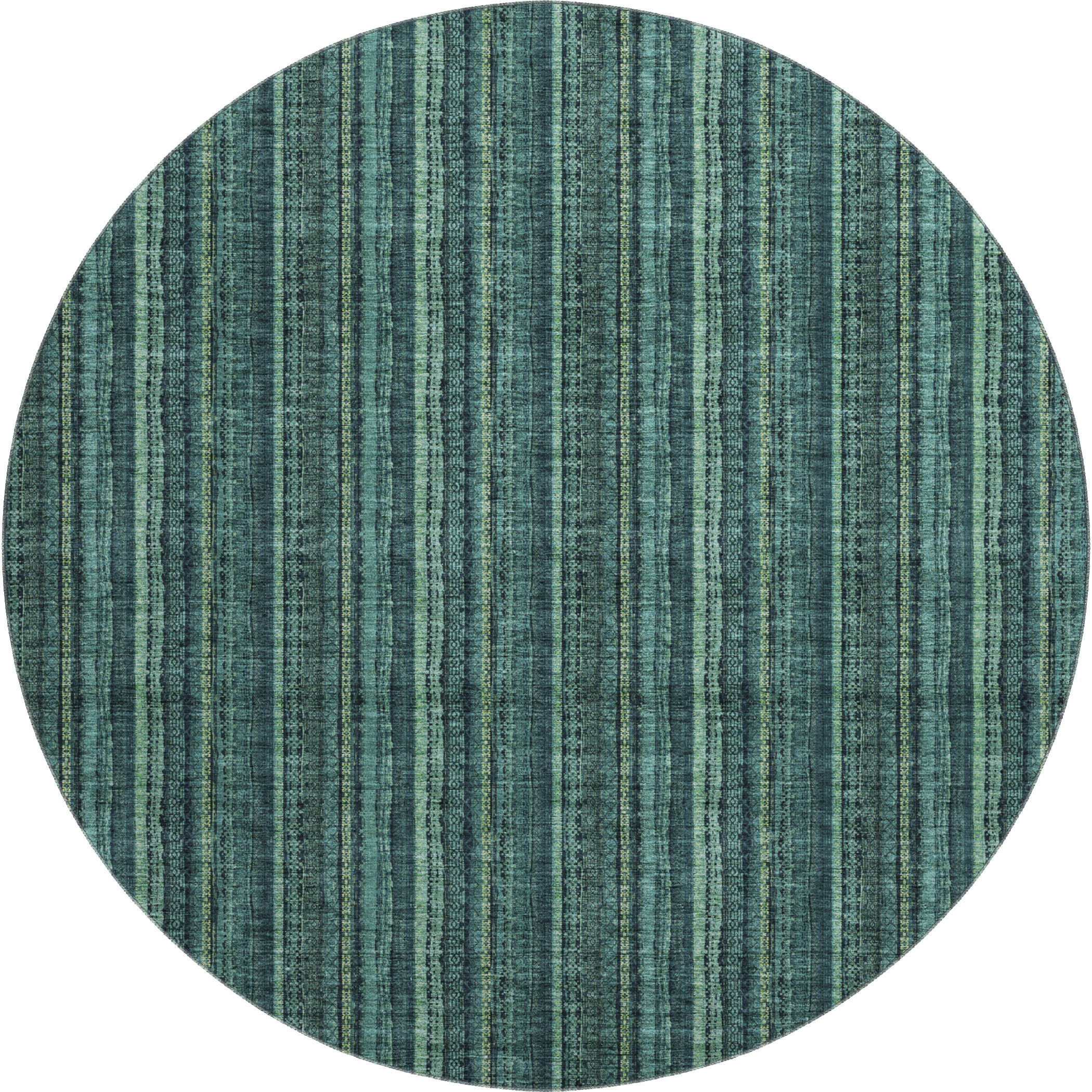 Ghent Machine Washable Transitional Teal Rug 8' x 8' #shape_Round
