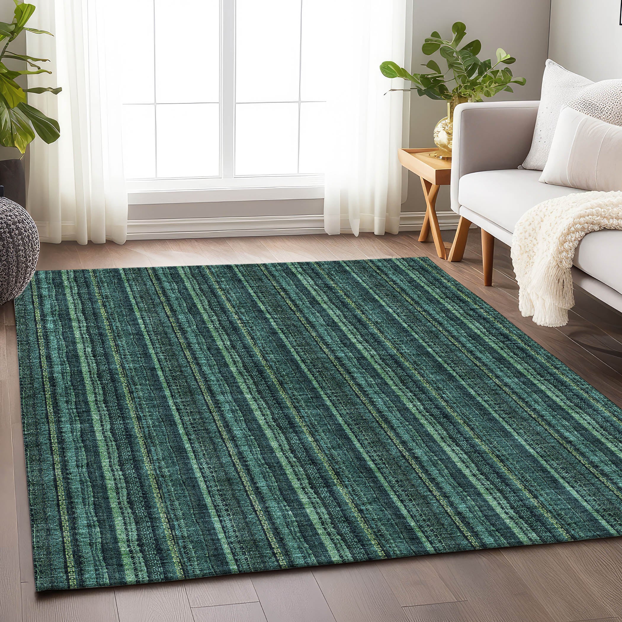Ghent Machine Washable Transitional Teal Rug 2'6" x 3'10" #shape_Rectangle