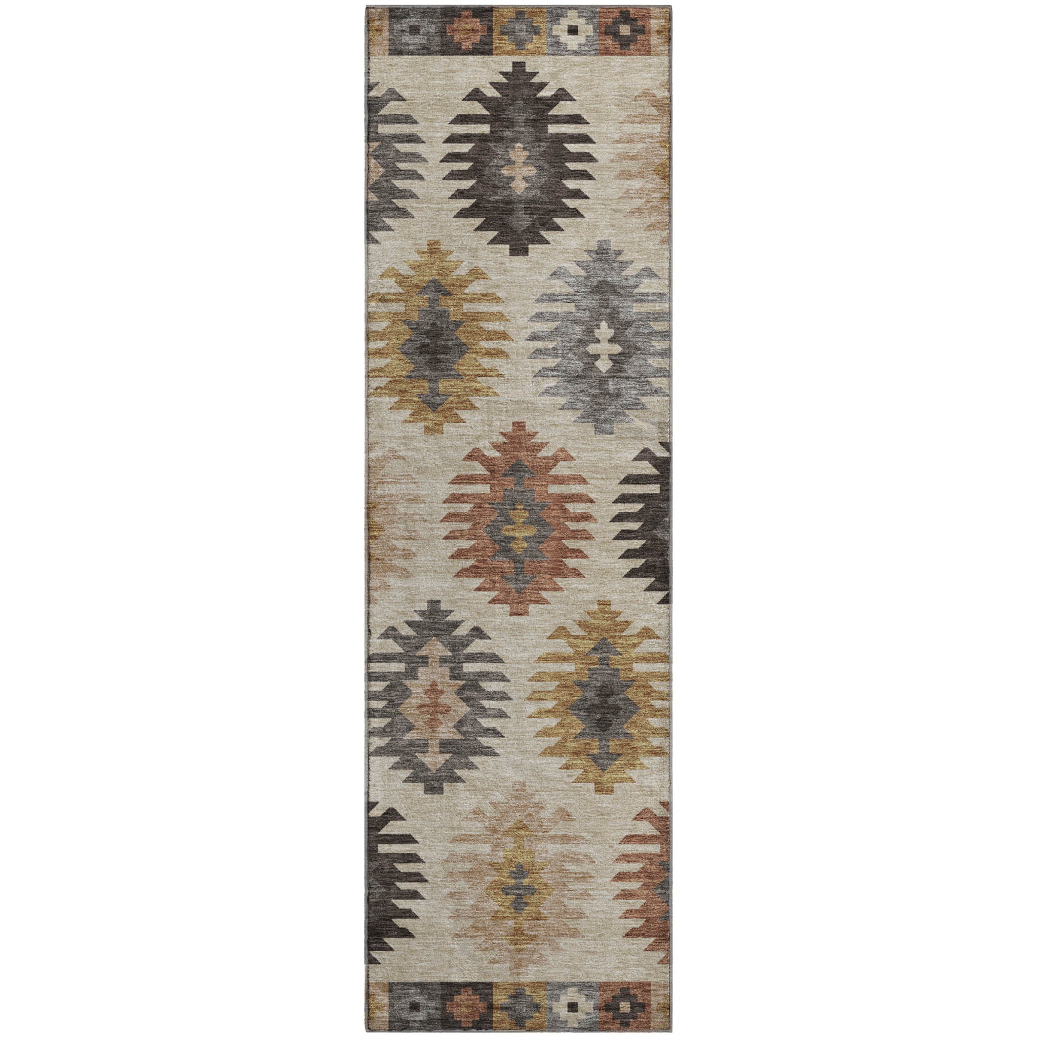Luang Prabang Machine Washable Transitional Beige Brown Rug 2'3" x 7'6" #shape_Runner