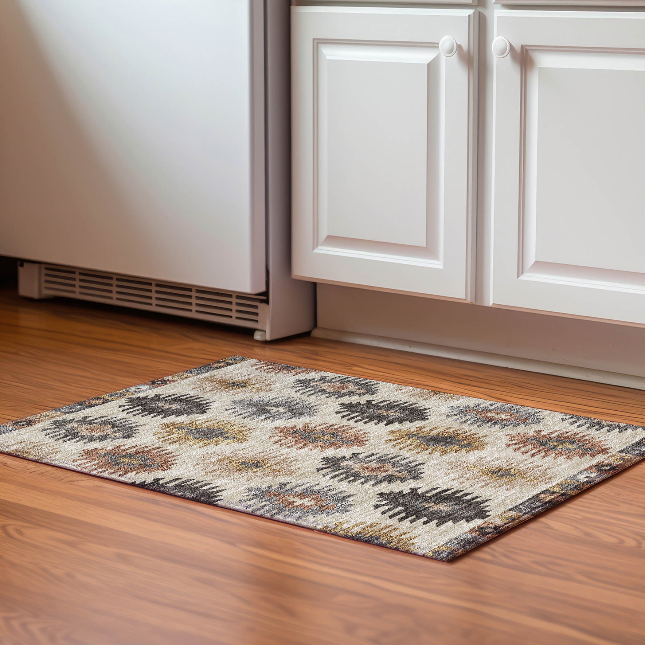 Luang Prabang Machine Washable Transitional Beige Brown Rug 1'8" x 2'6" #shape_Rectangle