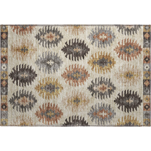 Luang Prabang Machine Washable Transitional Beige Brown Rug 1'8" x 2'6"