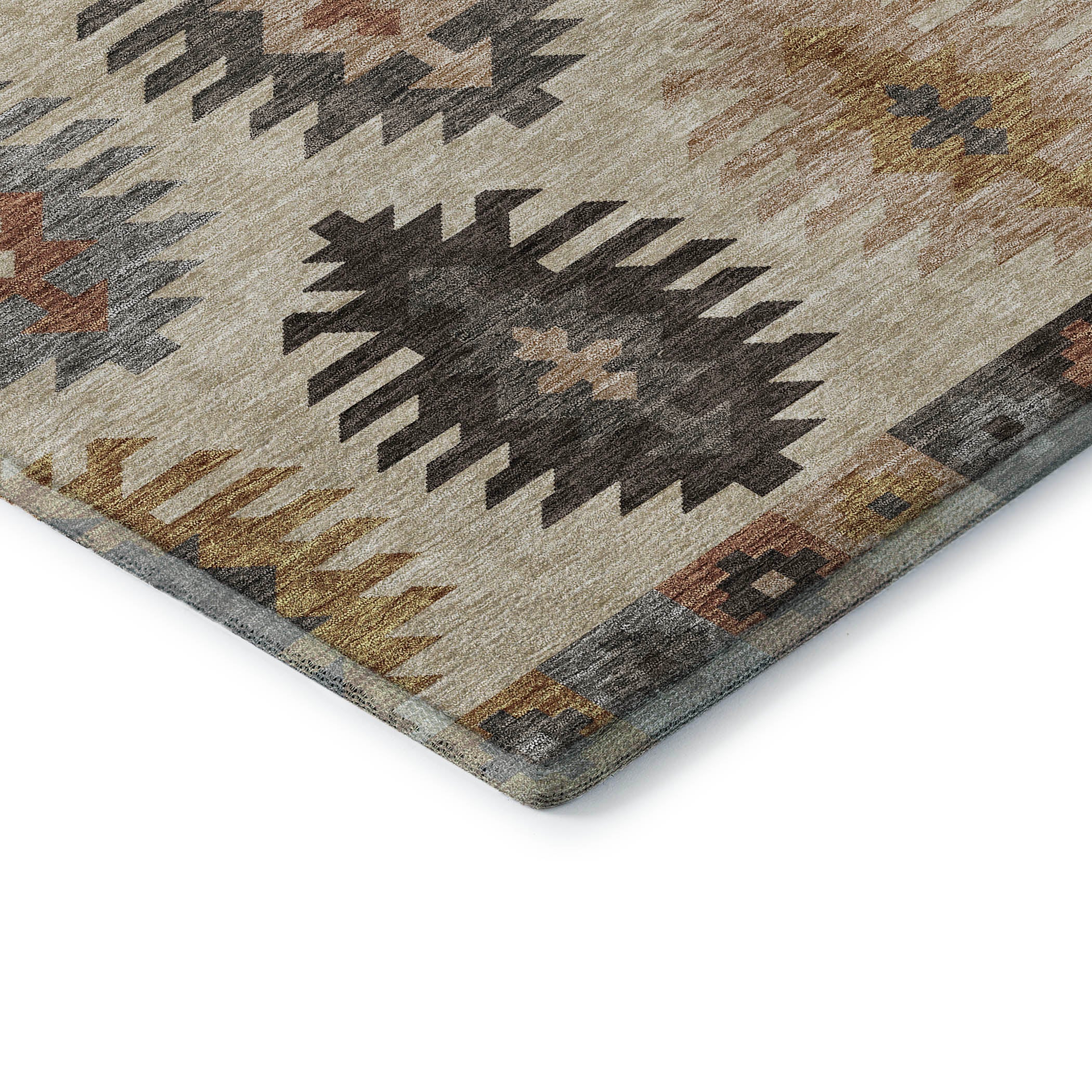 Luang Prabang Machine Washable Transitional Beige Brown Rug 1'8" x 2'6" #shape_Rectangle