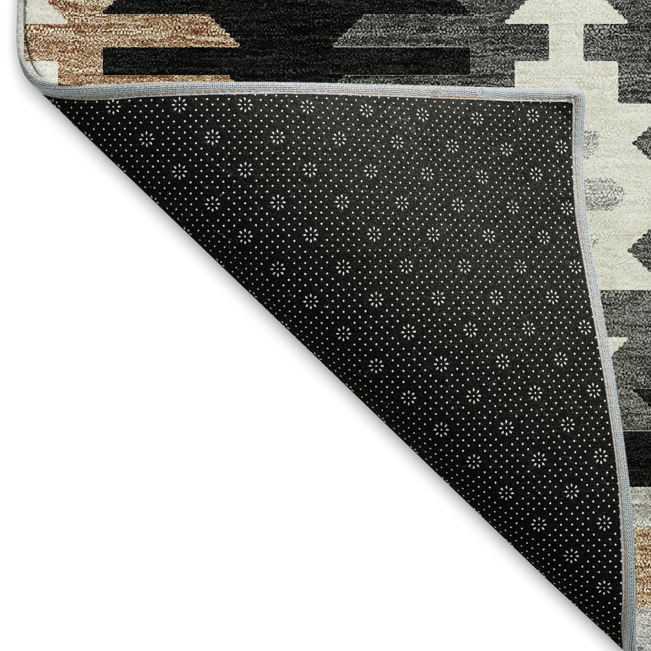 Luang Prabang Machine Washable Transitional Black Rug 1'8" x 2'6" #shape_Rectangle