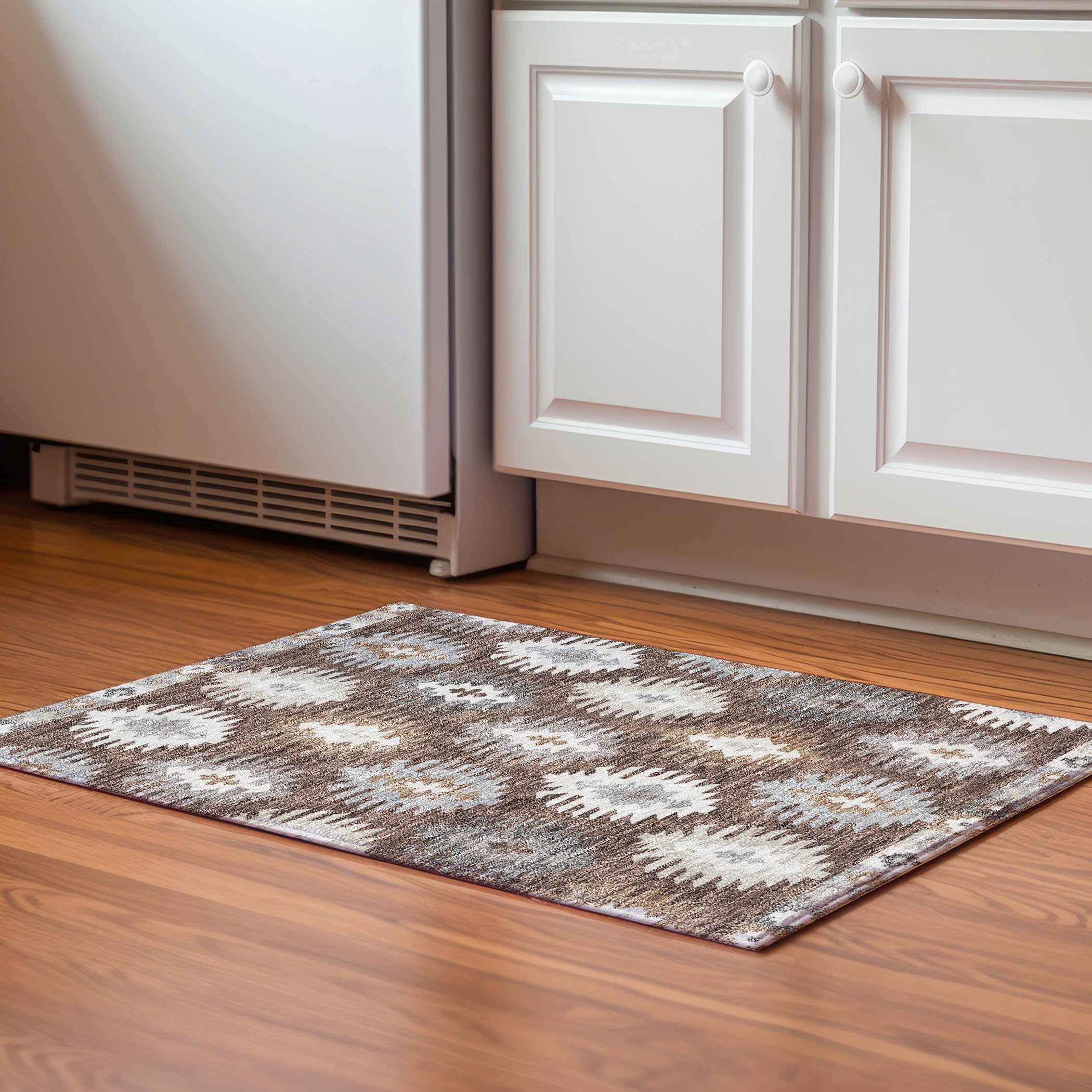 Luang Prabang Machine Washable Transitional Brown Rug 1'8" x 2'6" #shape_Rectangle