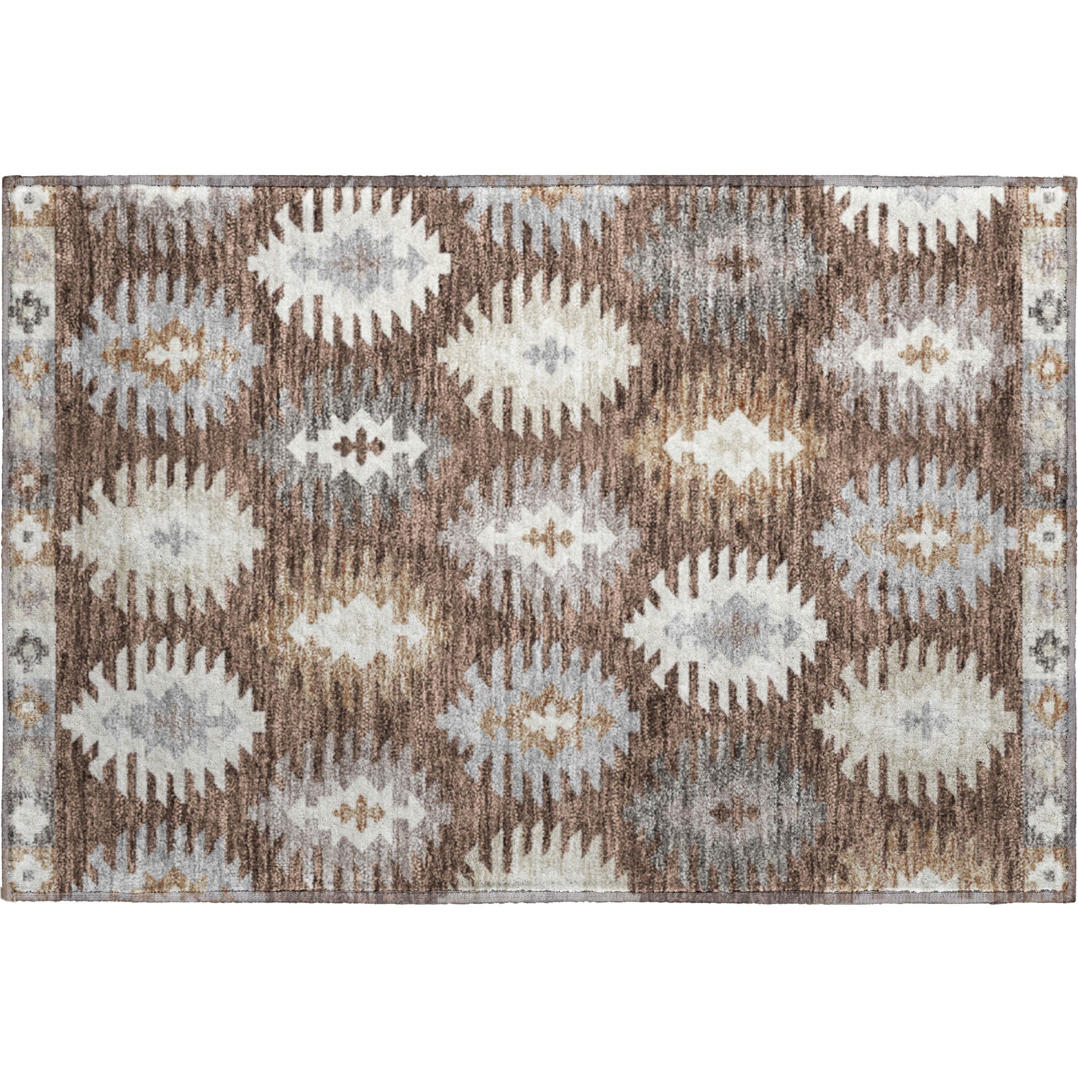 Luang Prabang Machine Washable Transitional Brown Rug 1'8" x 2'6" #shape_Rectangle