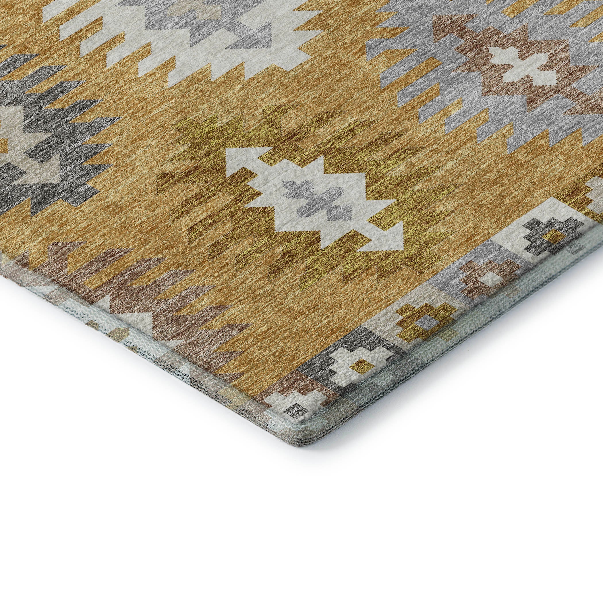 Luang Prabang Machine Washable Transitional Gold Rug 1'8" x 2'6" #shape_Rectangle