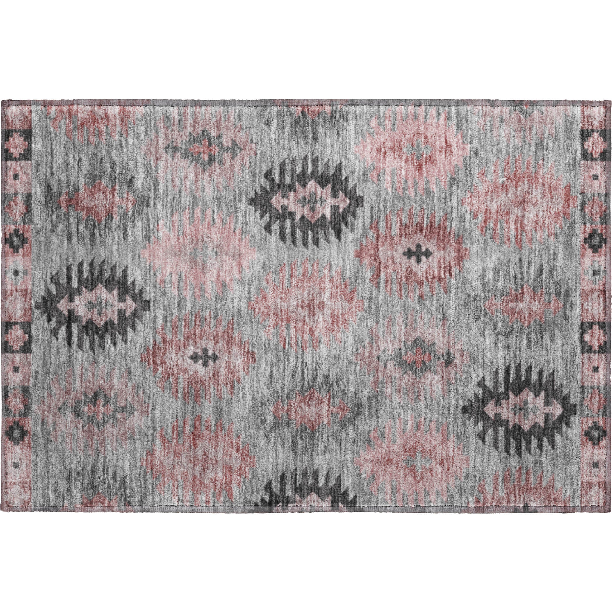 Luang Prabang Machine Washable Transitional Gray Rug 1'8" x 2'6" #shape_Rectangle