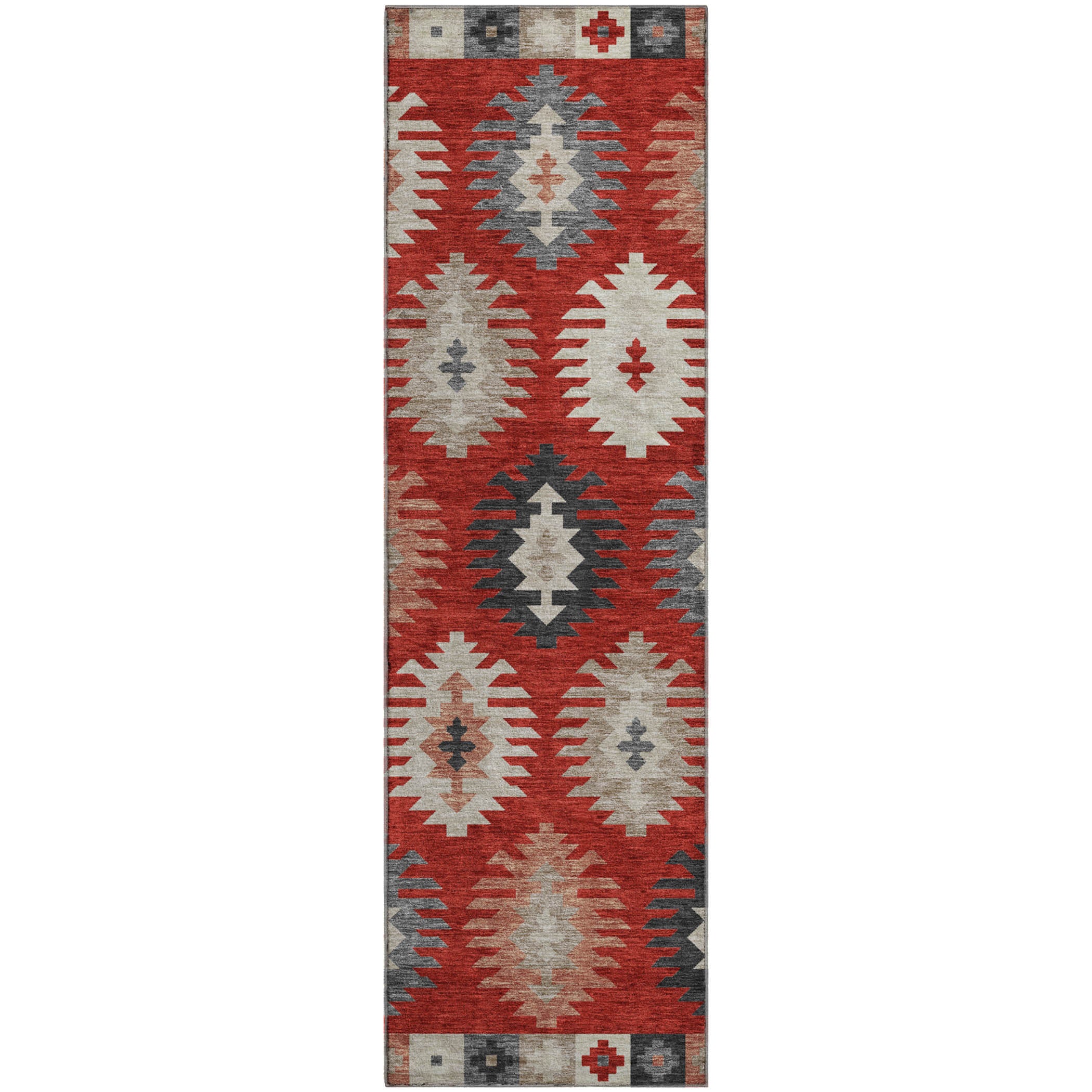 Luang Prabang Machine Washable Transitional Red Rug 2'3" x 7'6" #shape_Runner