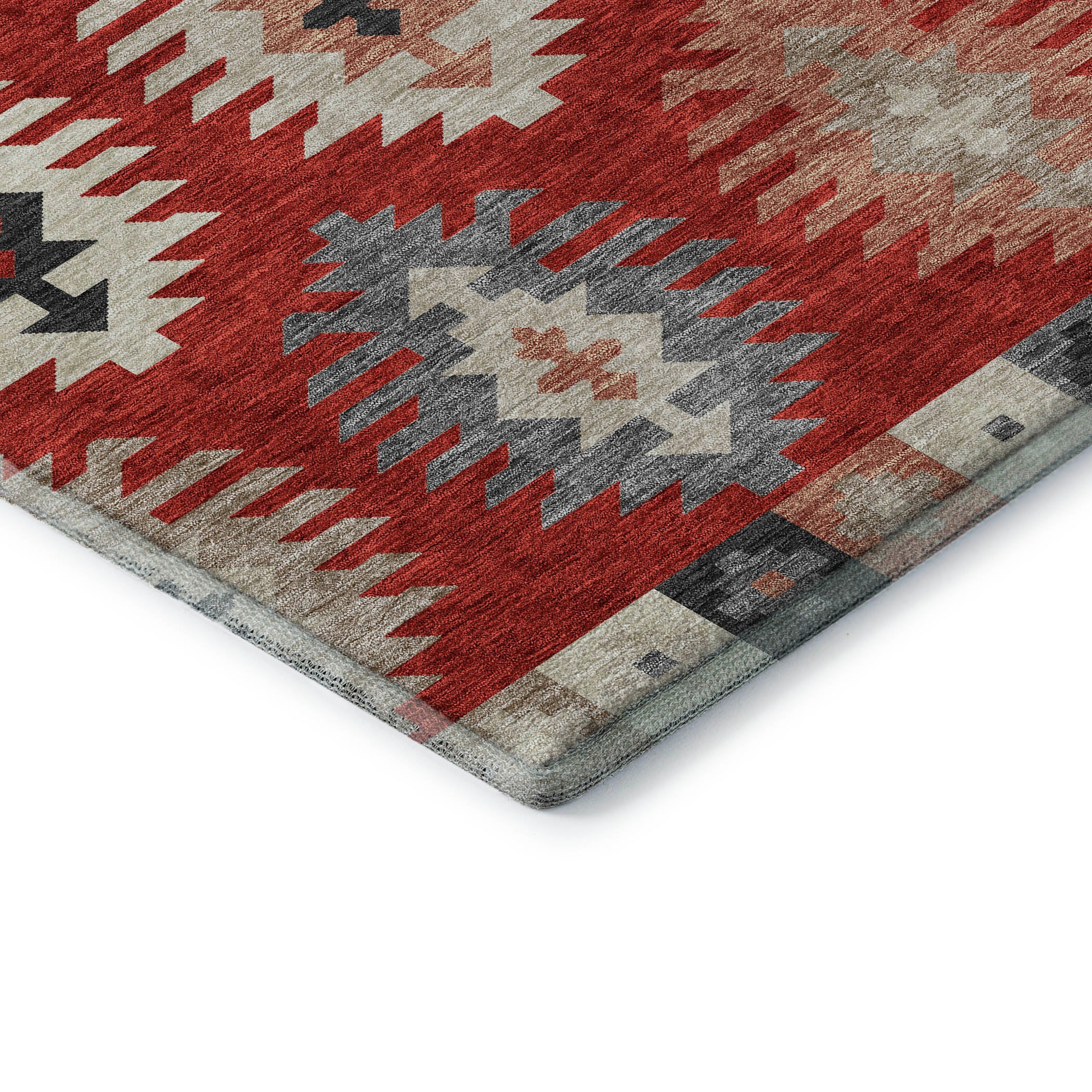 Luang Prabang Machine Washable Transitional Red Rug 1'8" x 2'6" #shape_Rectangle