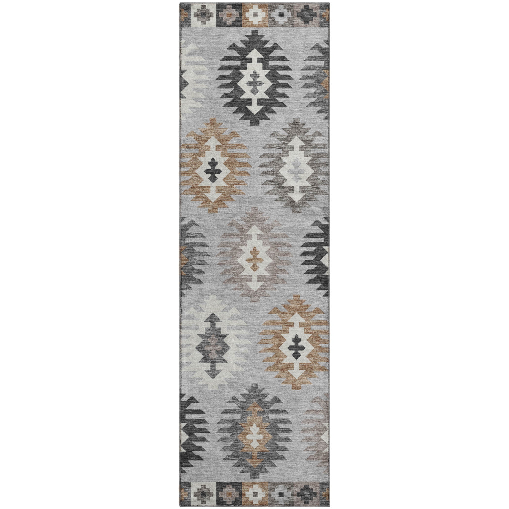 Luang Prabang Machine Washable Transitional Silver Gray Rug 2'3" x 7'6" #shape_Runner