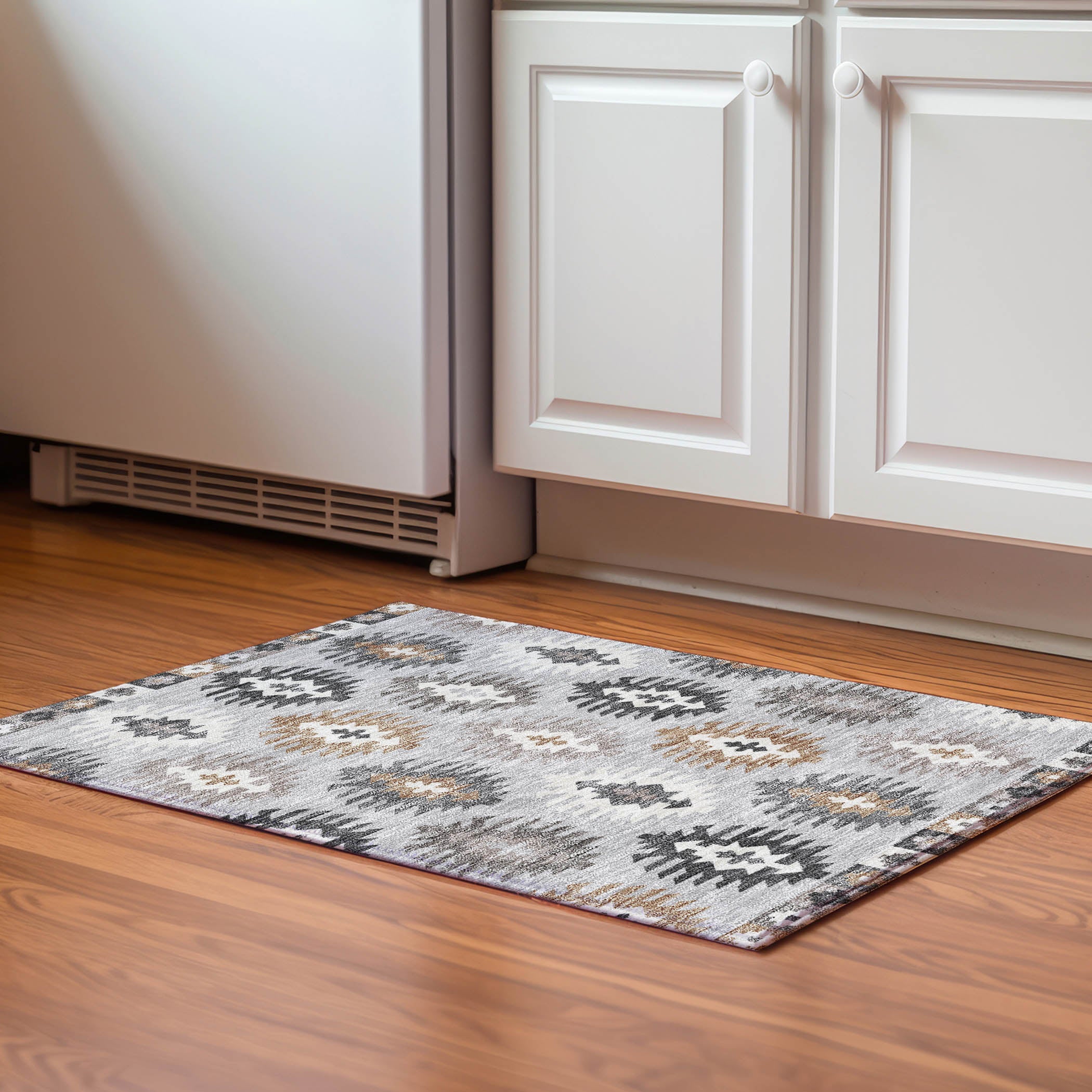 Luang Prabang Machine Washable Transitional Silver Gray Rug 1'8" x 2'6" #shape_Rectangle