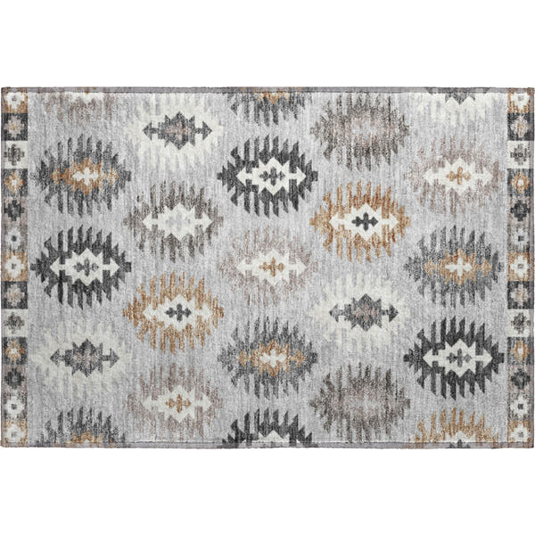 Luang Prabang Machine Washable Transitional Silver Gray Rug 1'8" x 2'6"