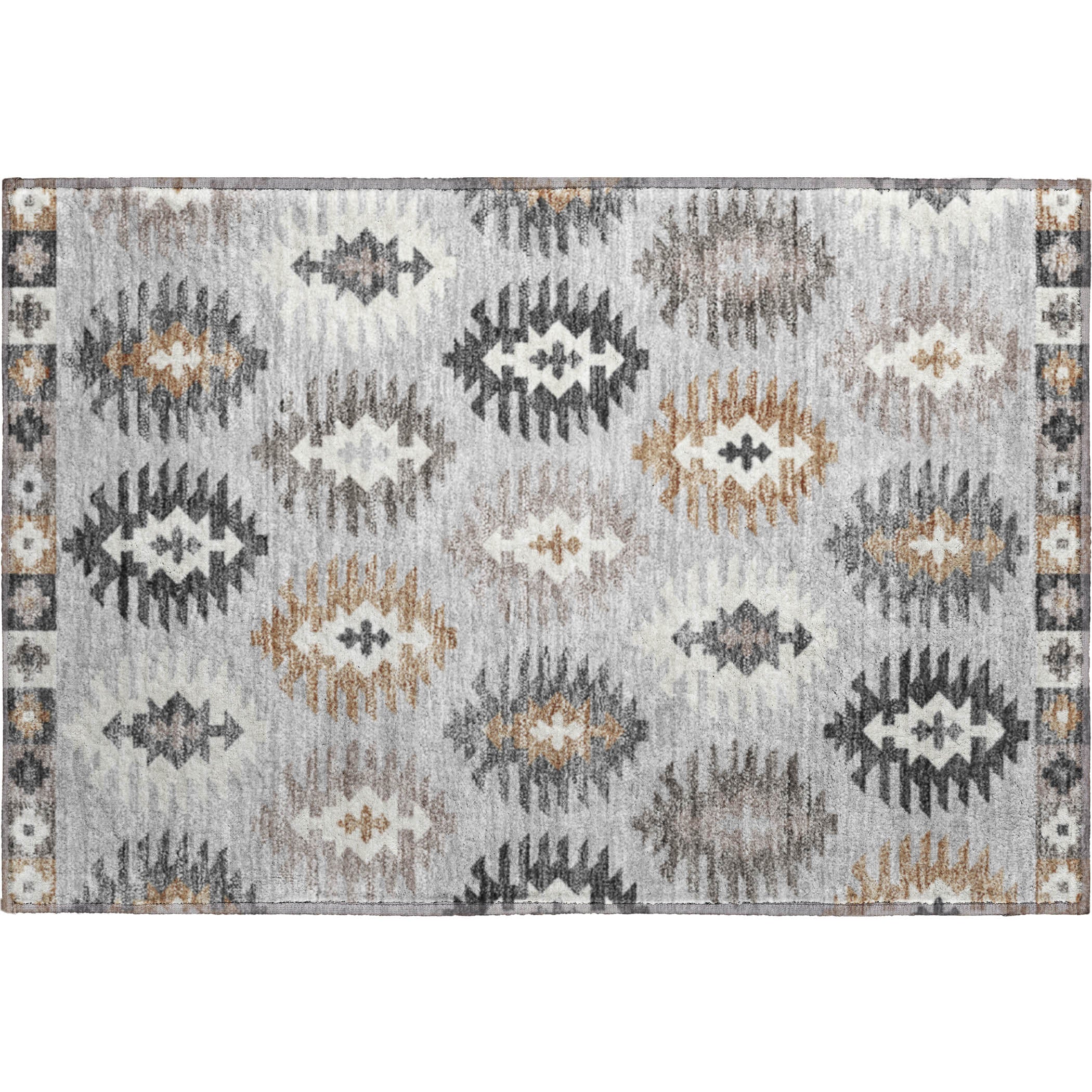 Luang Prabang Machine Washable Transitional Silver Gray Rug 1'8" x 2'6" #shape_Rectangle