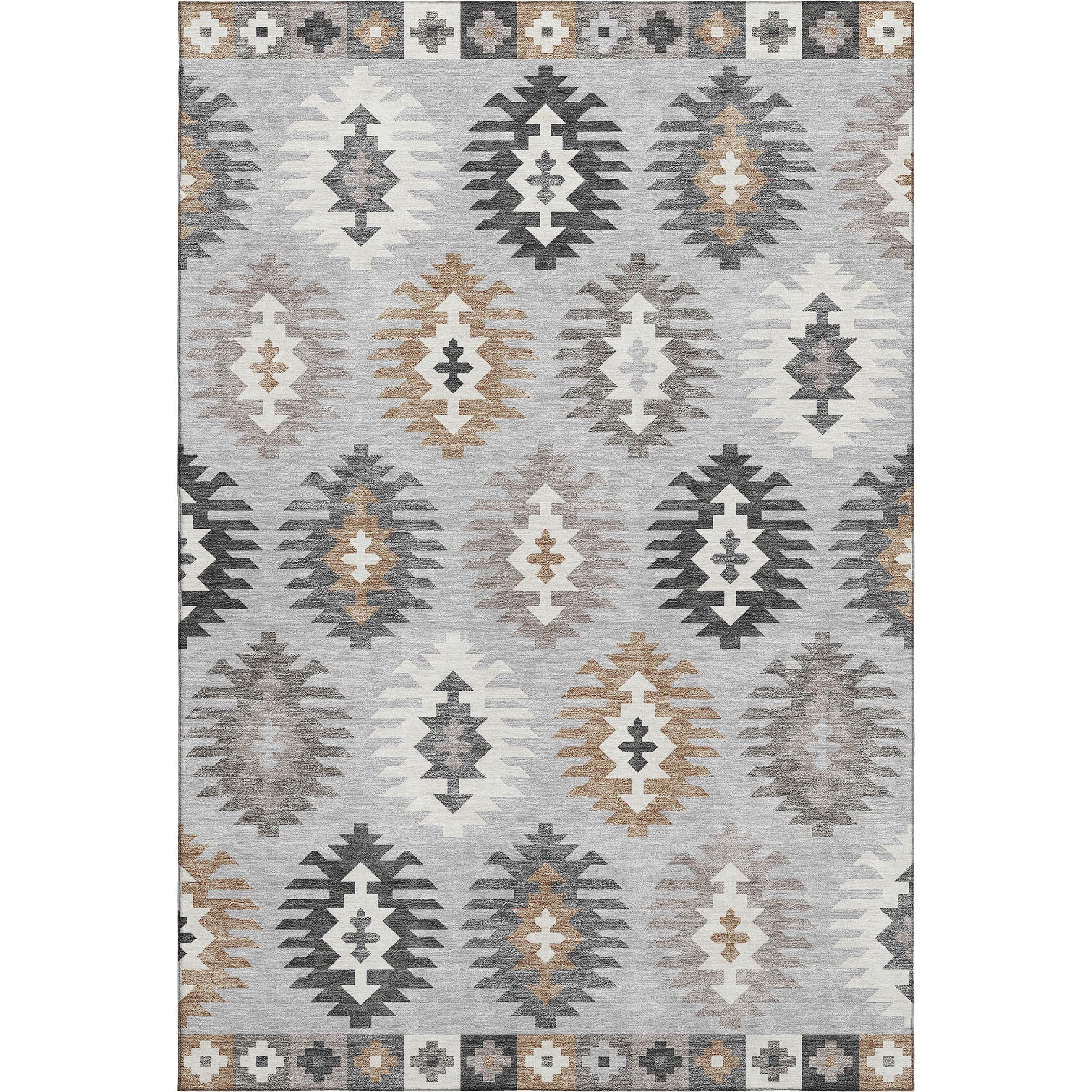 Luang Prabang Machine Washable Transitional Silver Gray Rug 2'6" x 3'10" #shape_Rectangle