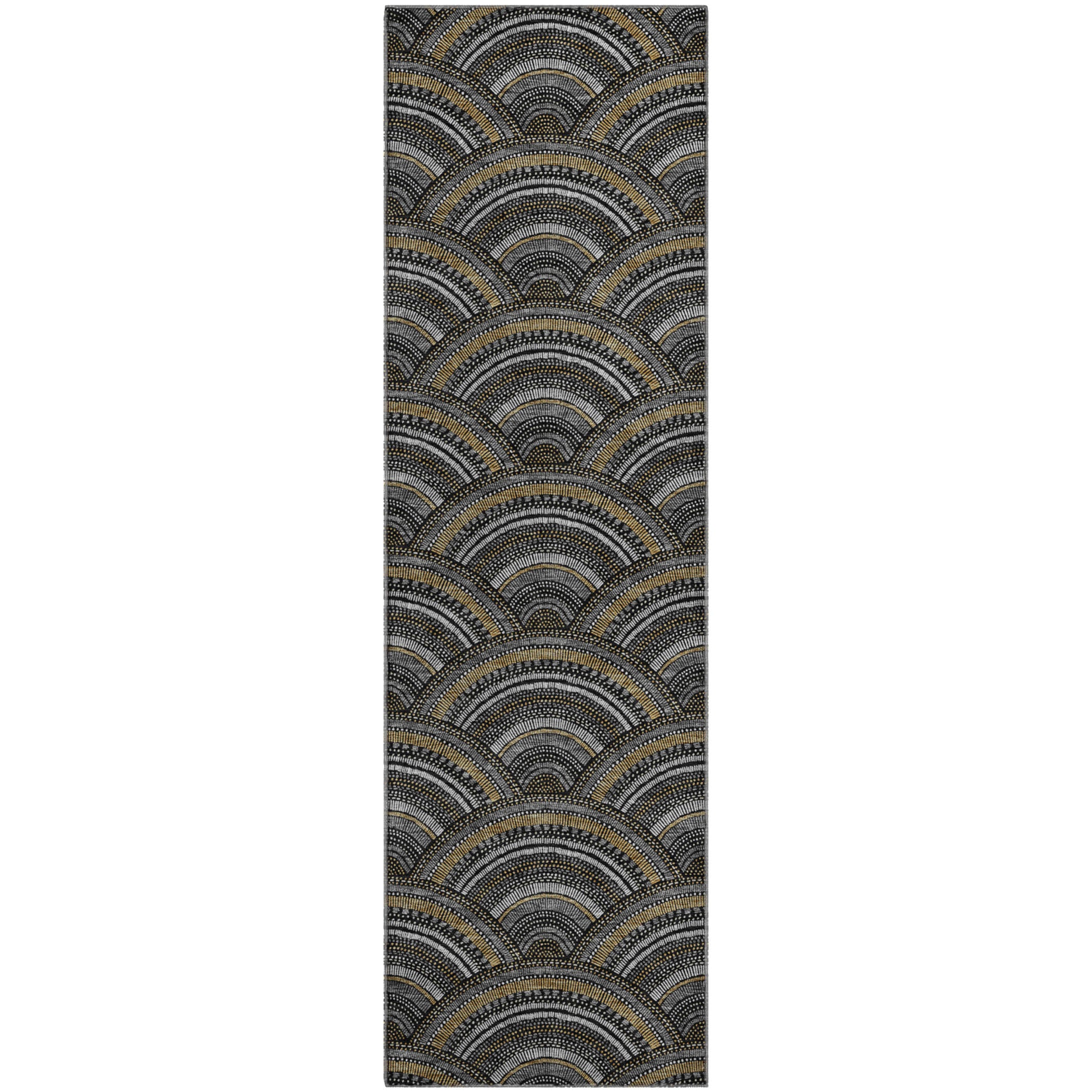 Nairobi Machine Washable Transitional Black Rug 2'3" x 7'6" #shape_Runner
