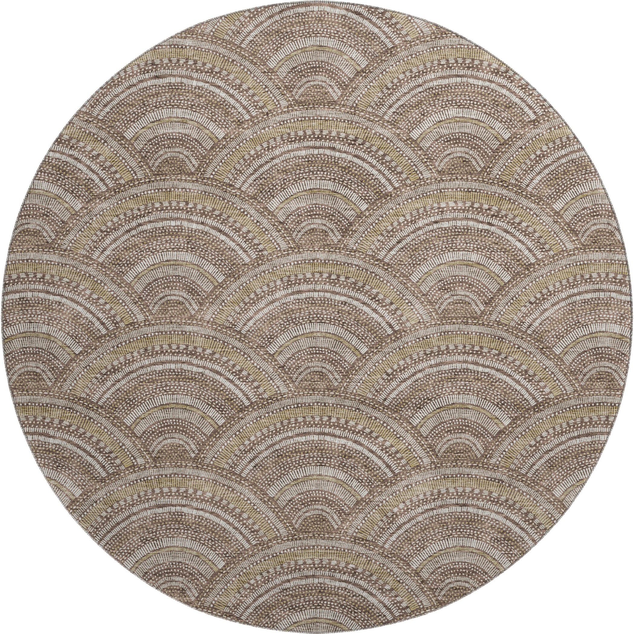 Nairobi Machine Washable Transitional Brown Rug 8' x 8' #shape_Round