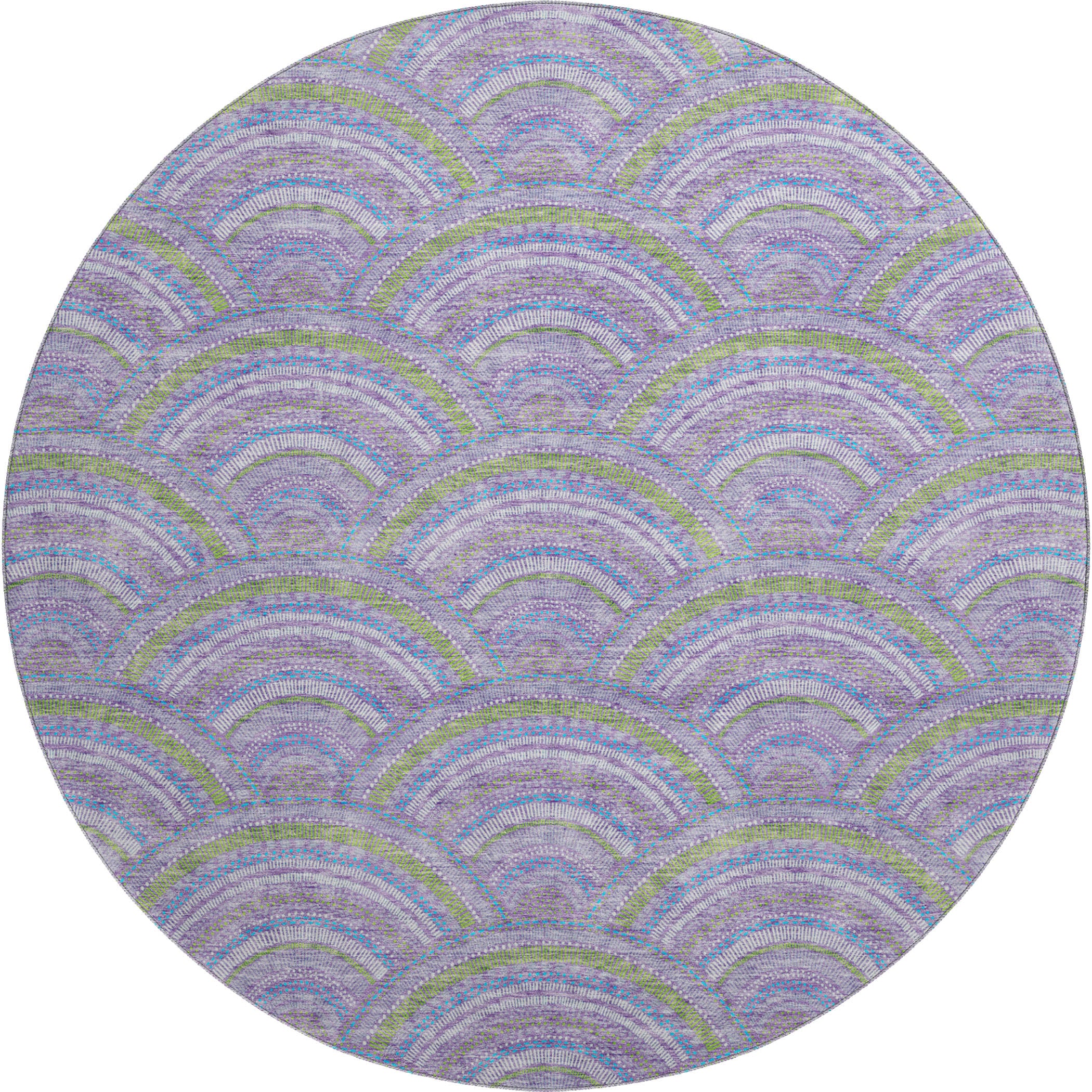 Nairobi Machine Washable Transitional Lavender Purple Rug 8' x 8' #shape_Round