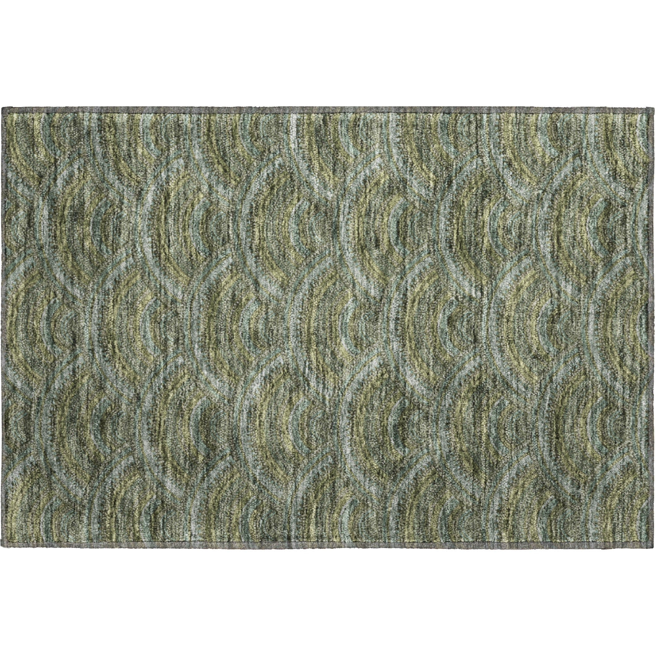 Nairobi Machine Washable Transitional Olive Green Rug 1'8" x 2'6" #shape_Rectangle