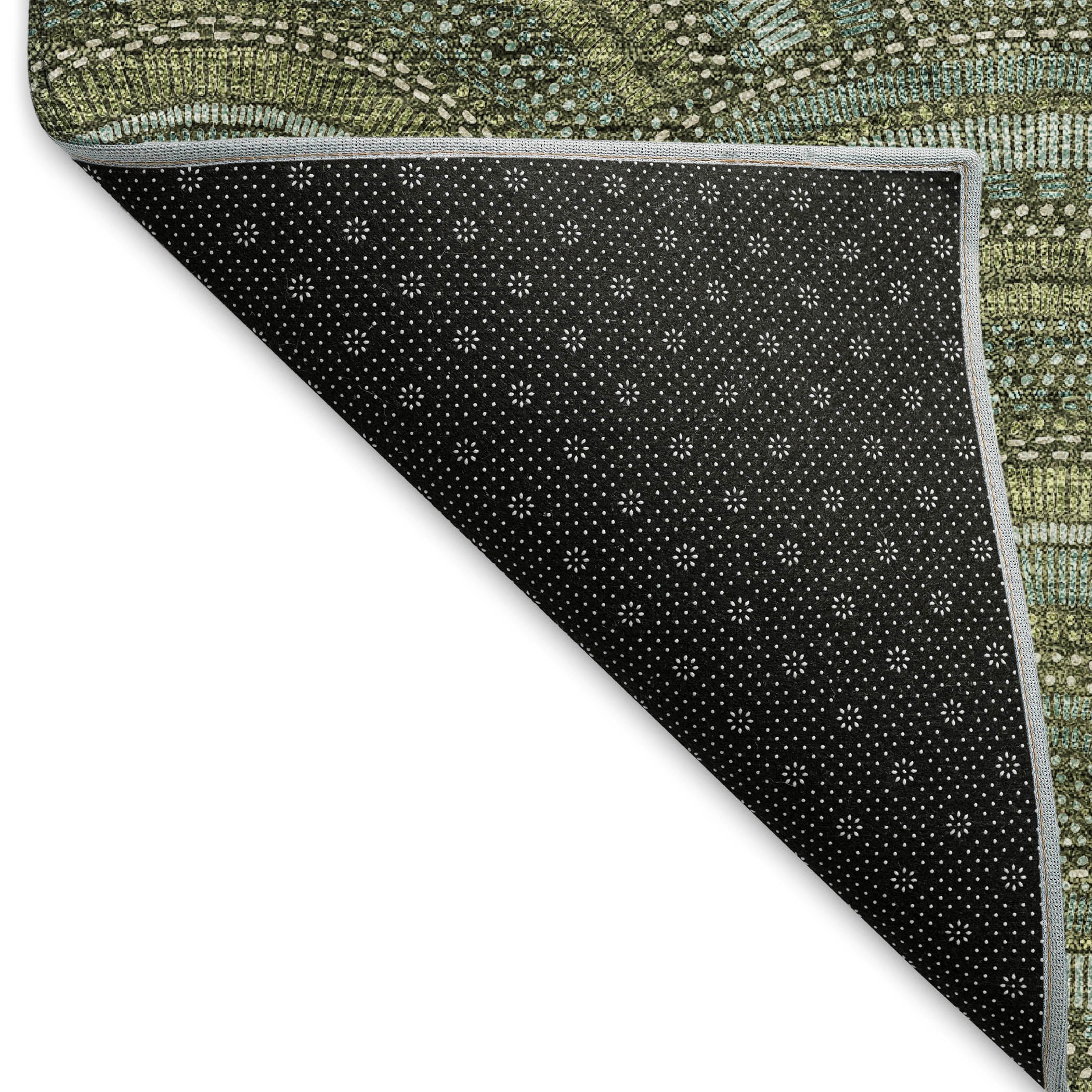 Nairobi Machine Washable Transitional Olive Green Rug 1'8" x 2'6" #shape_Rectangle