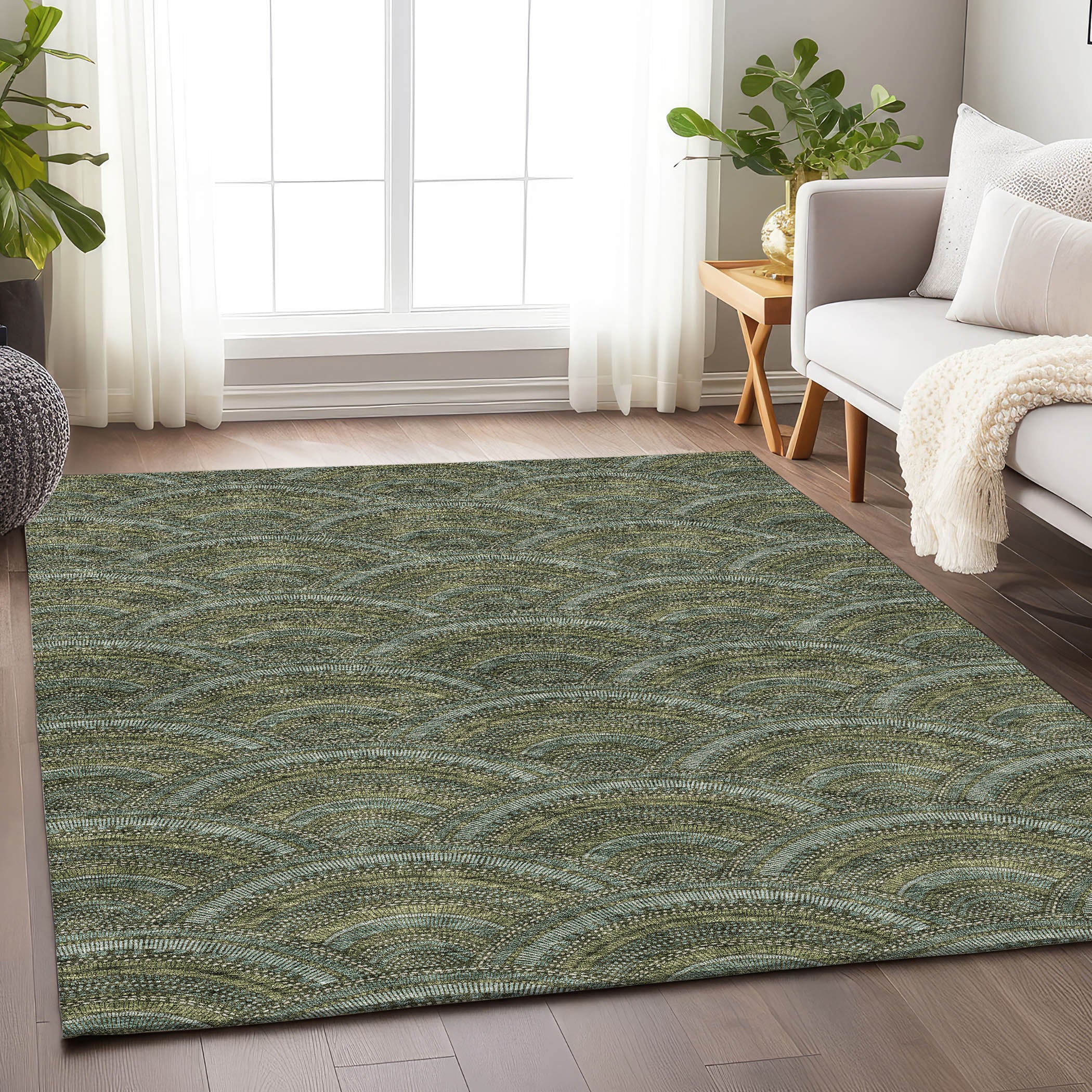 Nairobi Machine Washable Transitional Olive Green Rug 2'6" x 3'10" #shape_Rectangle