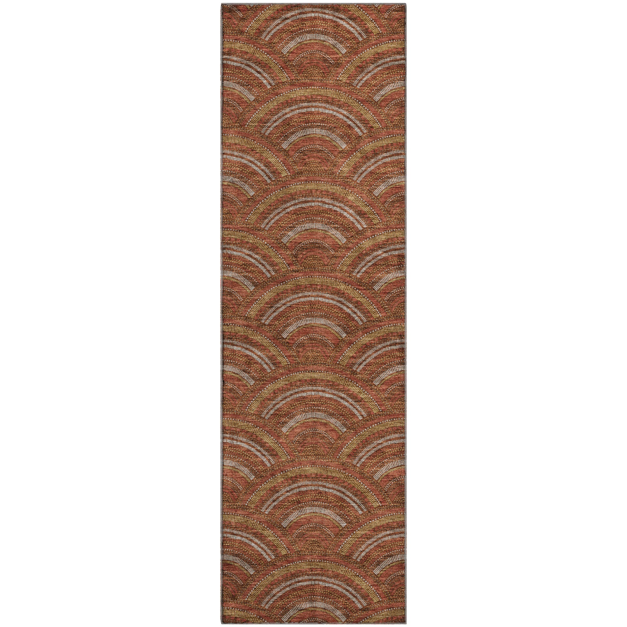 Nairobi Machine Washable Transitional Paprika Orange Rug 2'3" x 7'6" #shape_Runner