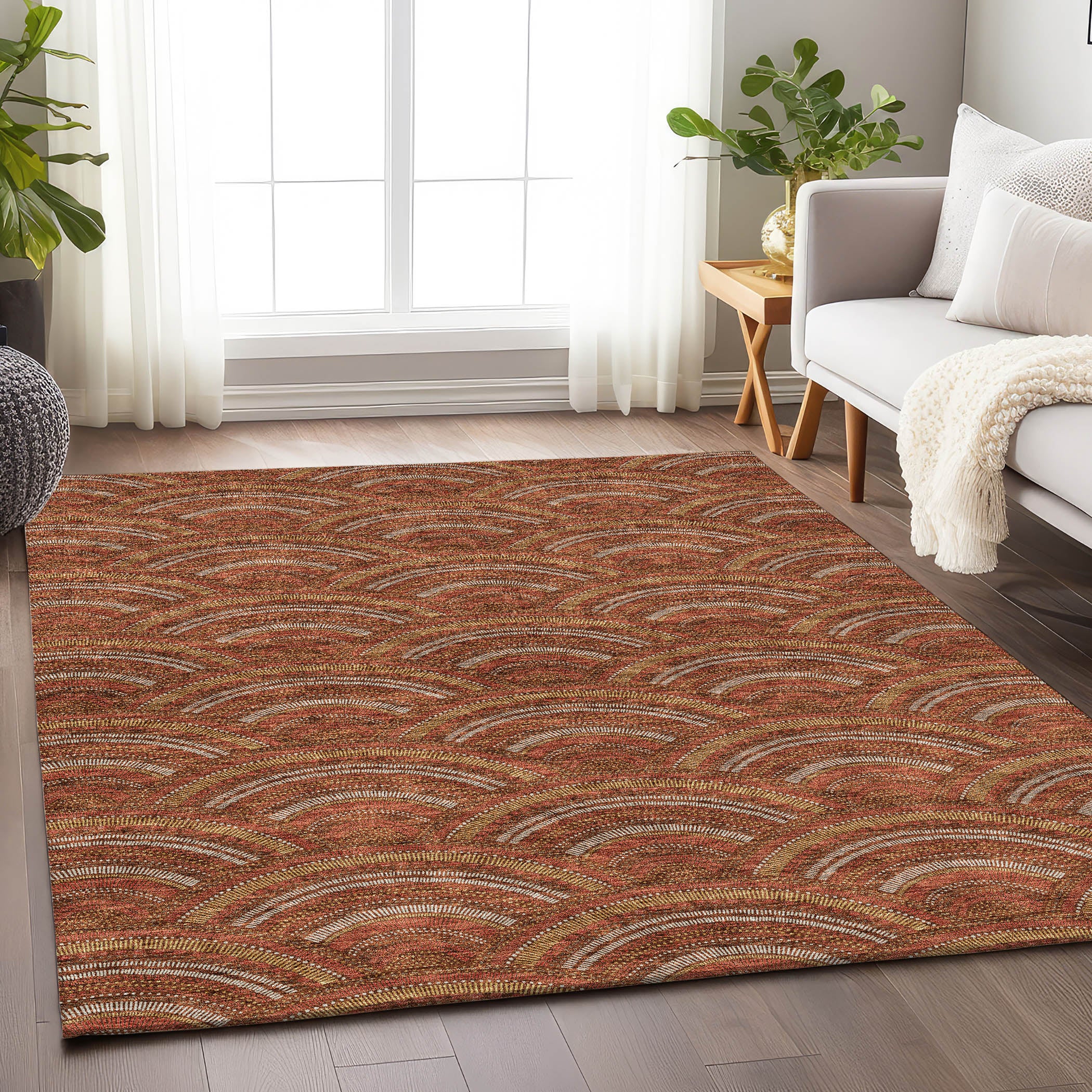 Nairobi Machine Washable Transitional Paprika Orange Rug 2'6" x 3'10" #shape_Rectangle