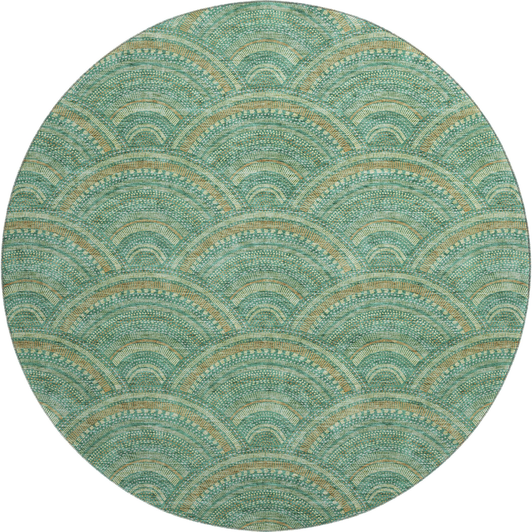 Nairobi Machine Washable Transitional Sage Green Rug 8' x 8' #shape_Round