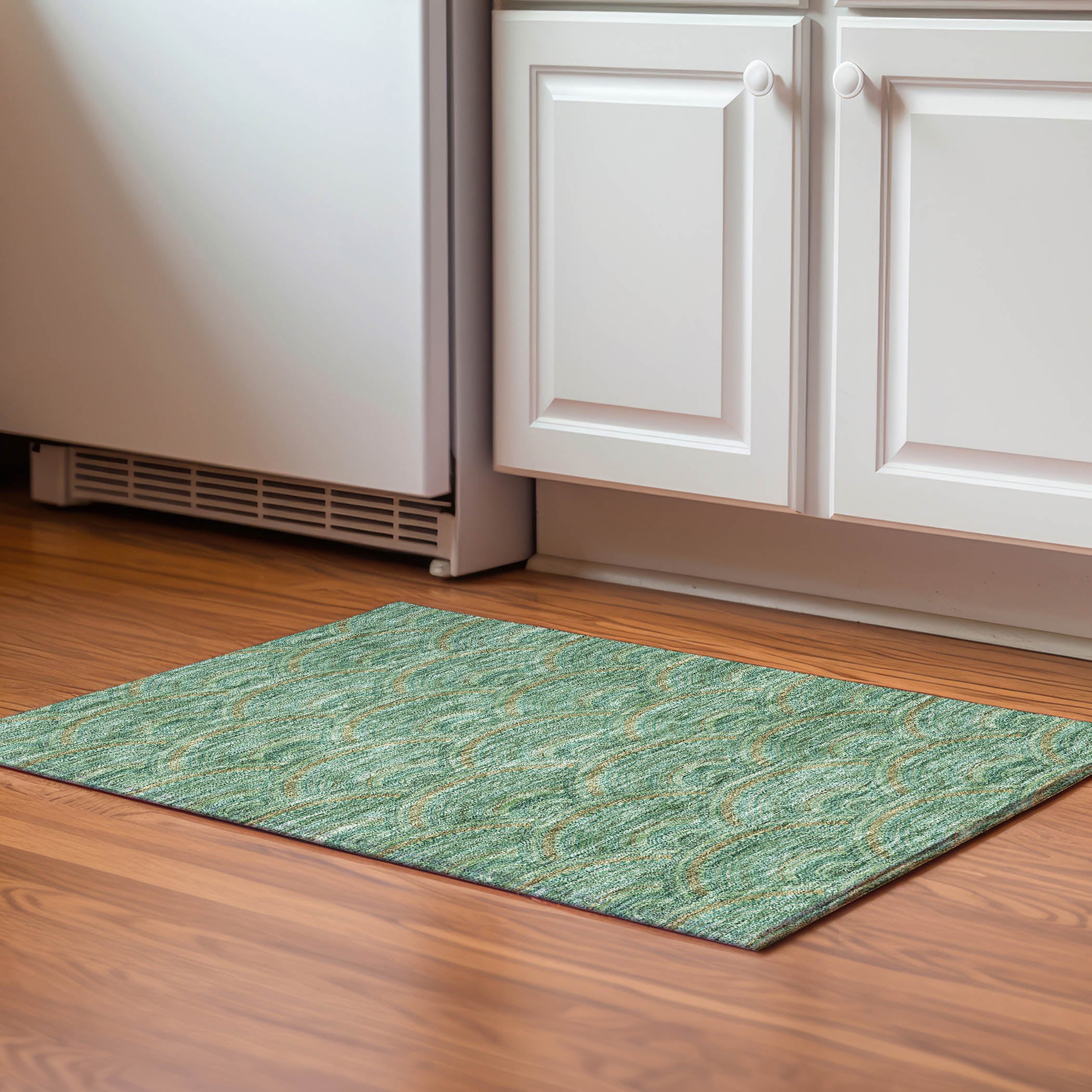 Nairobi Machine Washable Transitional Sage Green Rug 1'8" x 2'6" #shape_Rectangle