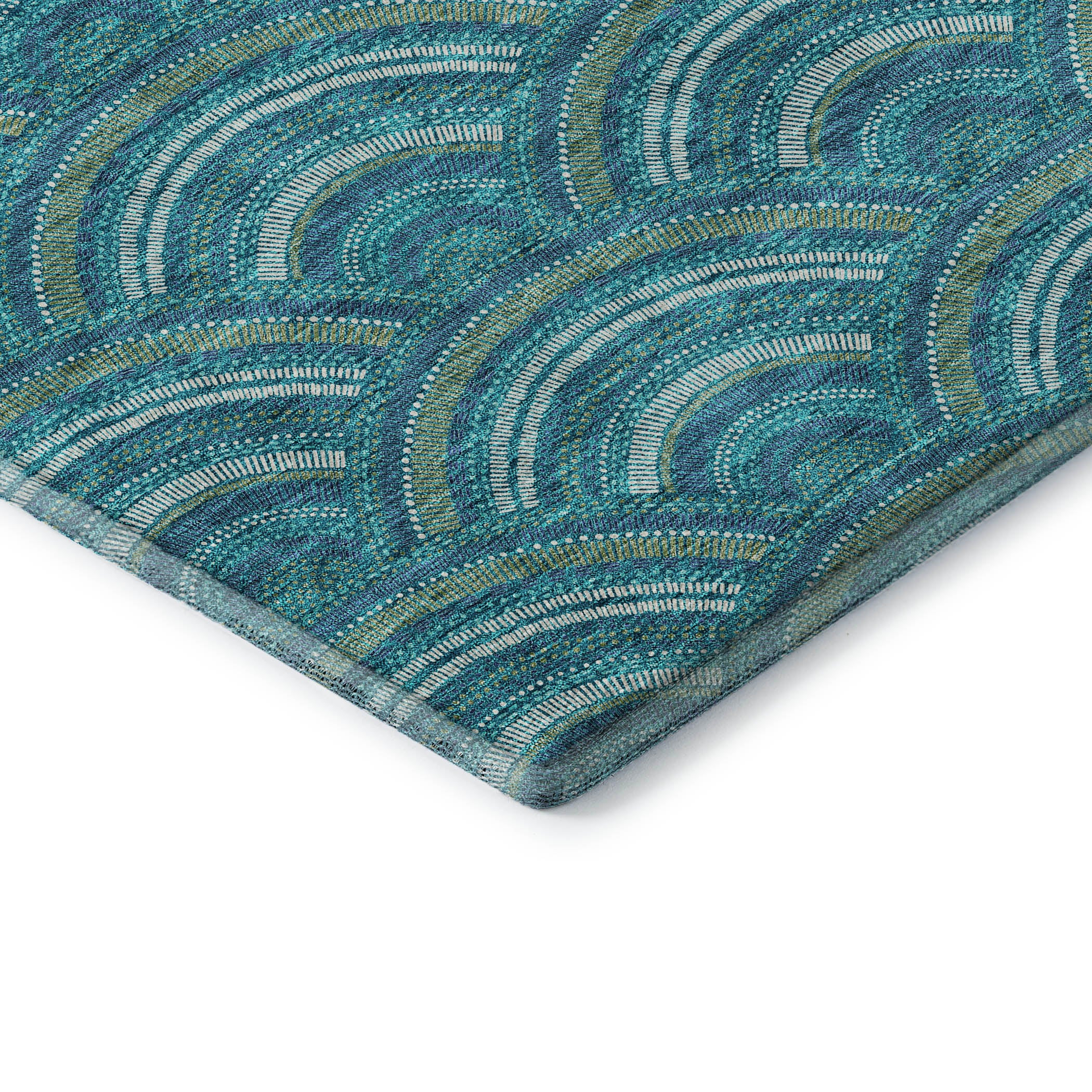 Nairobi Machine Washable Transitional Teal Rug 1'8" x 2'6" #shape_Rectangle