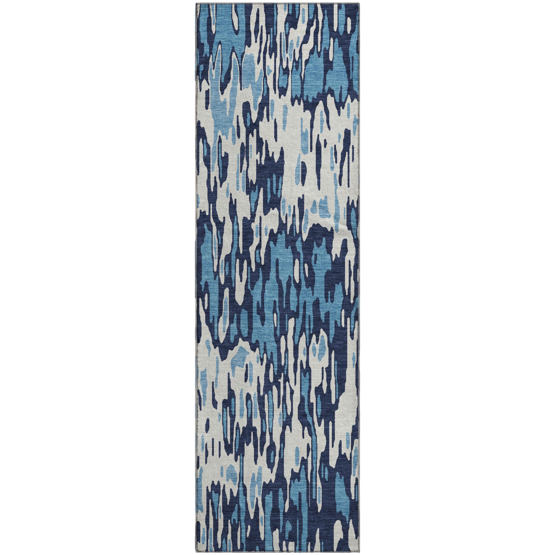 Luang Prabang Machine Washable Transitional Blue Rug 2'3" x 7'6" #shape_Runner