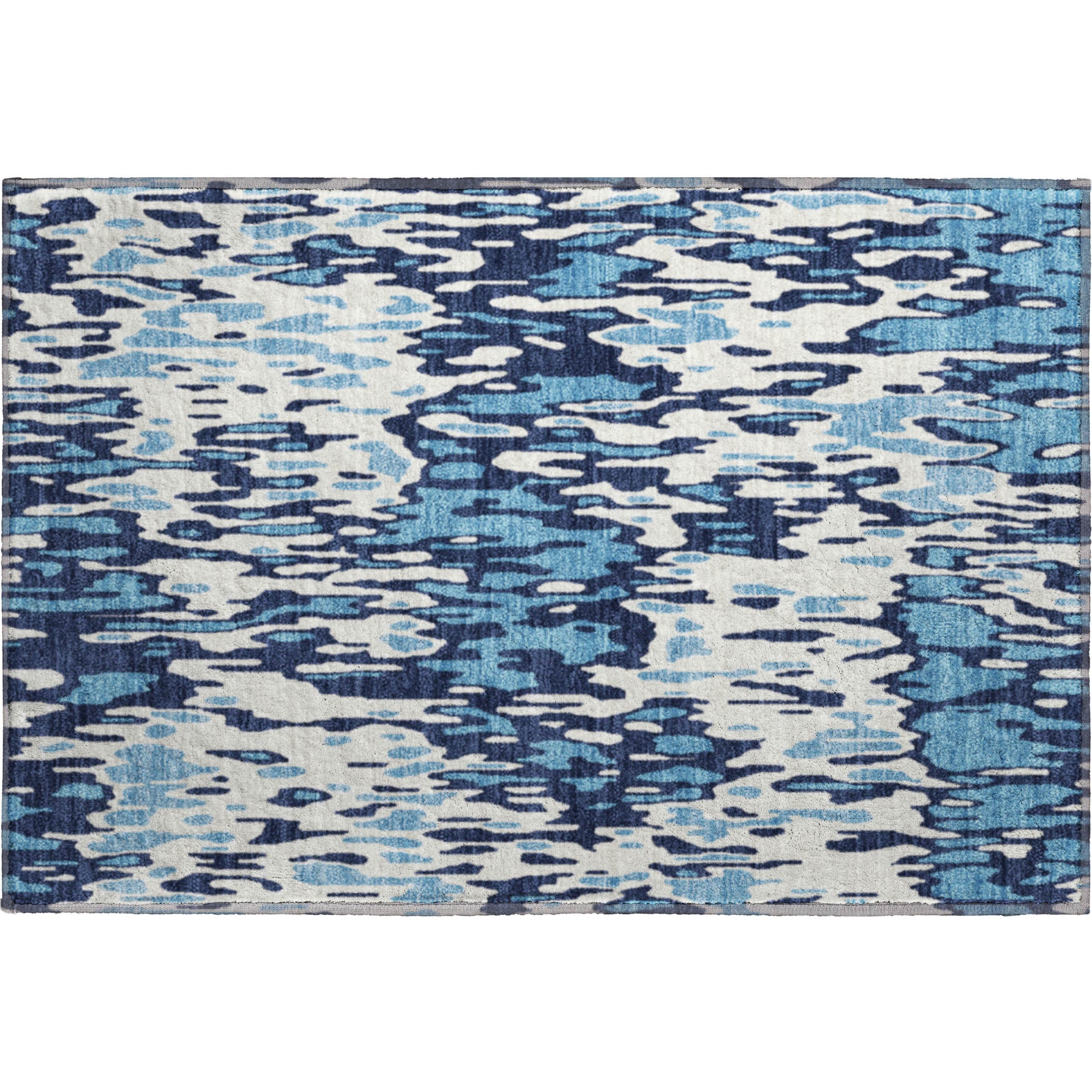 Luang Prabang Machine Washable Transitional Blue Rug 1'8" x 2'6" #shape_Rectangle