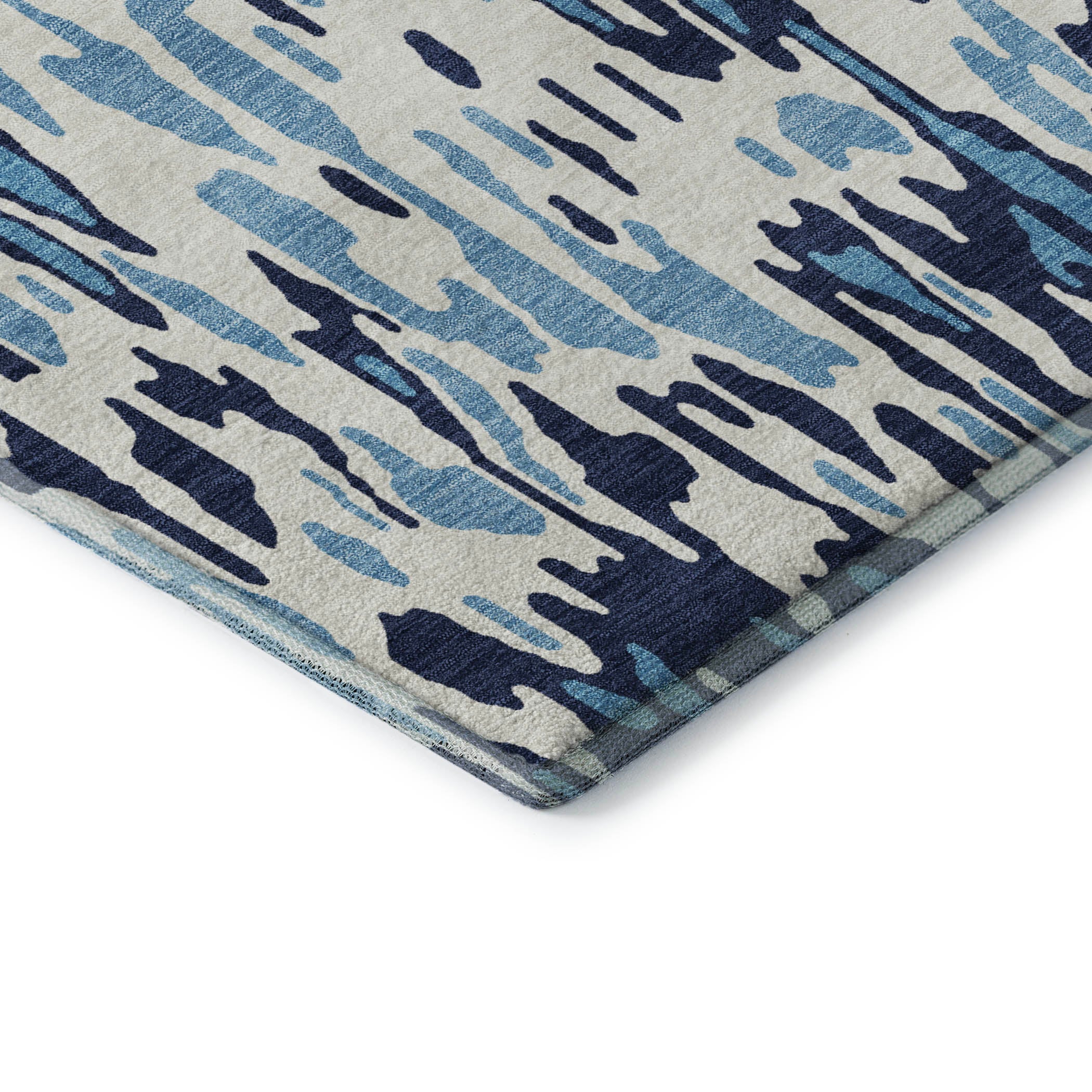 Luang Prabang Machine Washable Transitional Blue Rug 1'8" x 2'6" #shape_Rectangle