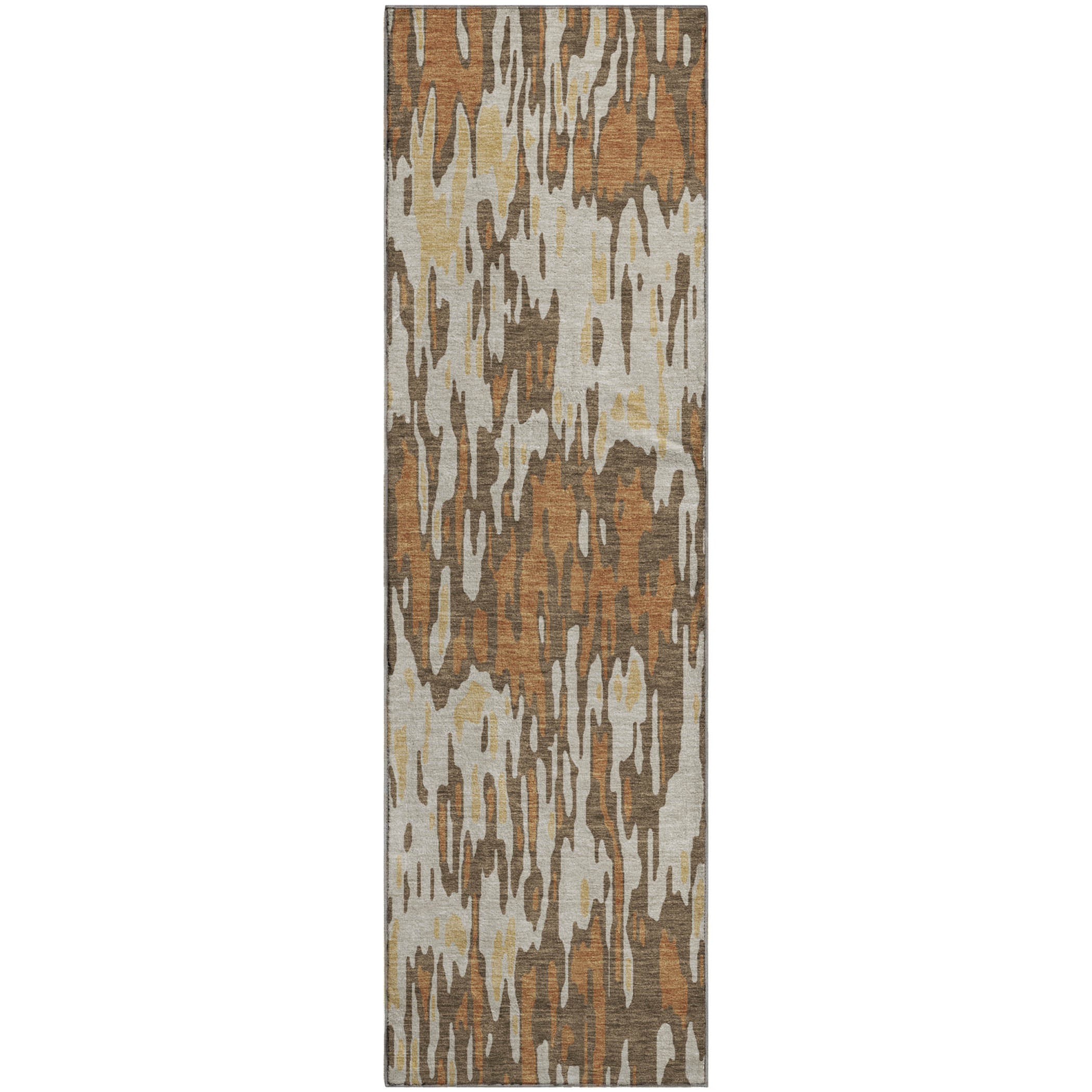 Luang Prabang Machine Washable Transitional Copper Orange Rug 2'3" x 7'6" #shape_Runner